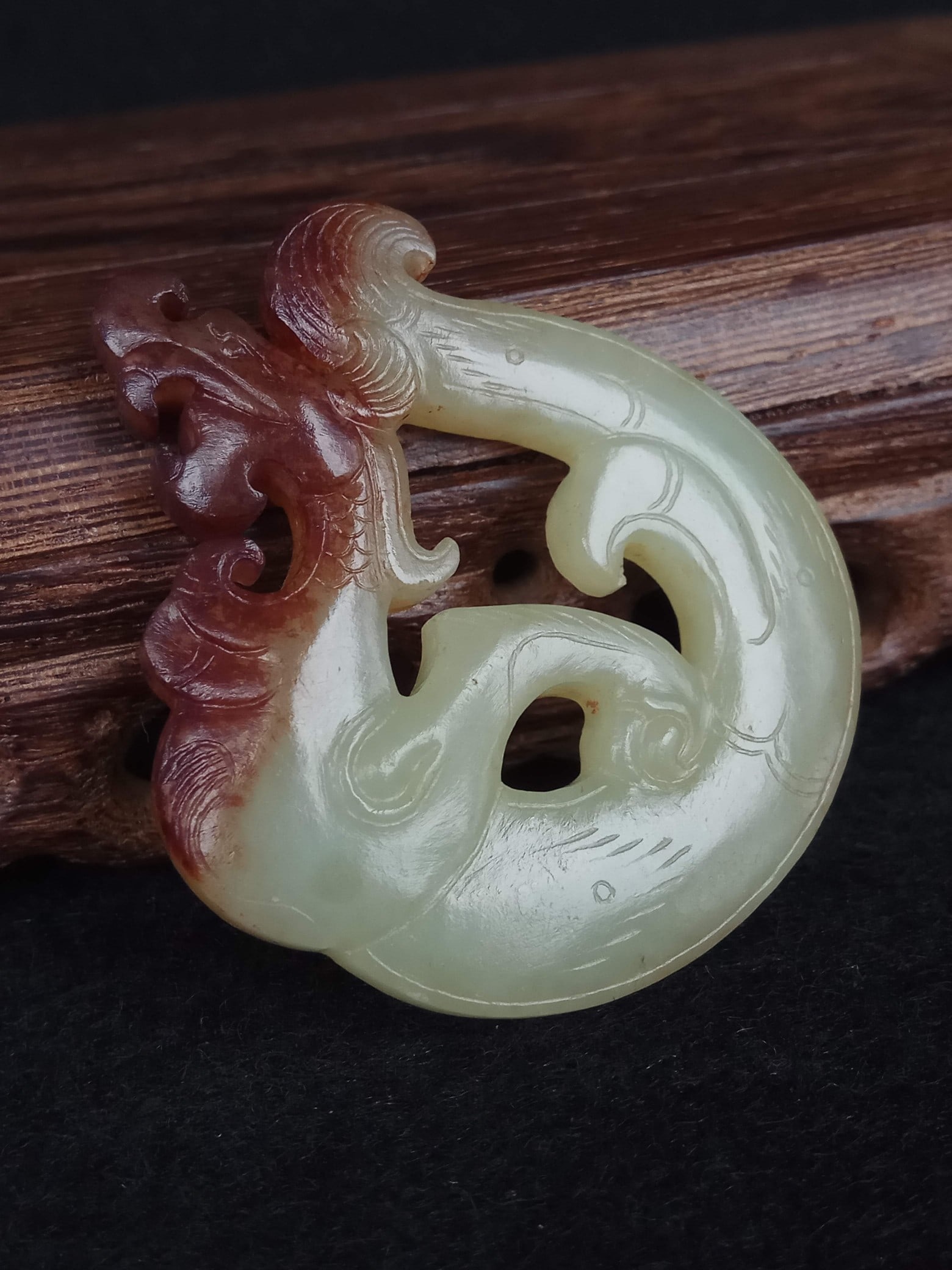 Archaic Jade Dragon Pendant, Old Hotan Topaz, Han Dynasty (1 of 9)