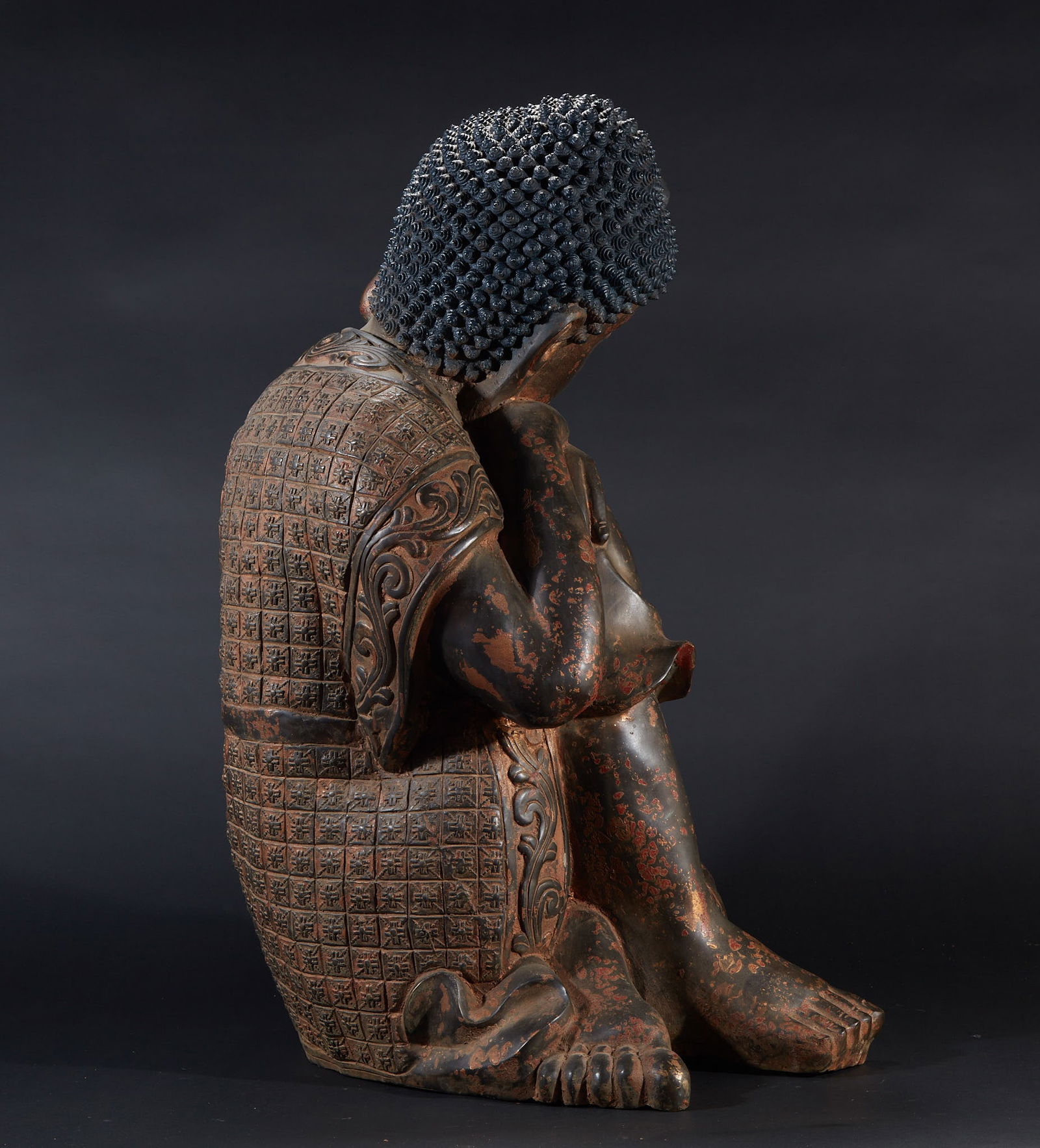 Bronze Seated Buddha Statue with Partial Gilding - 10