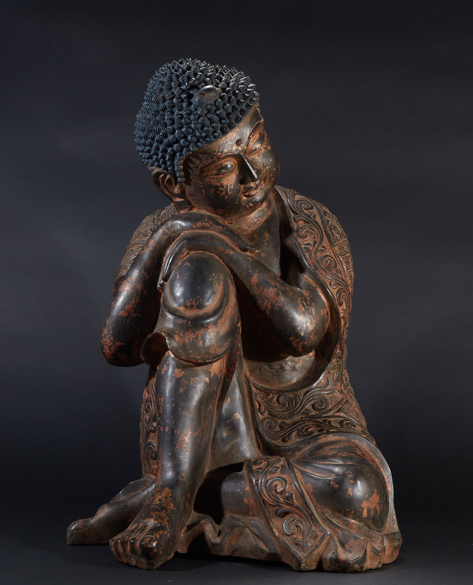 Bronze Seated Buddha Statue with Partial Gilding (1 of 11)