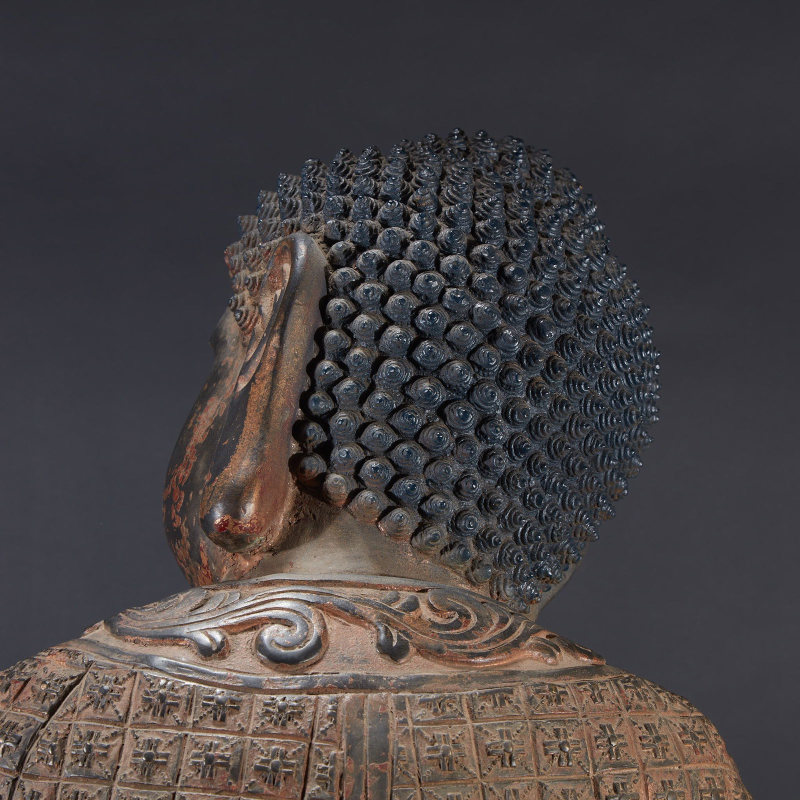 Bronze Seated Buddha Statue with Partial Gilding - 8