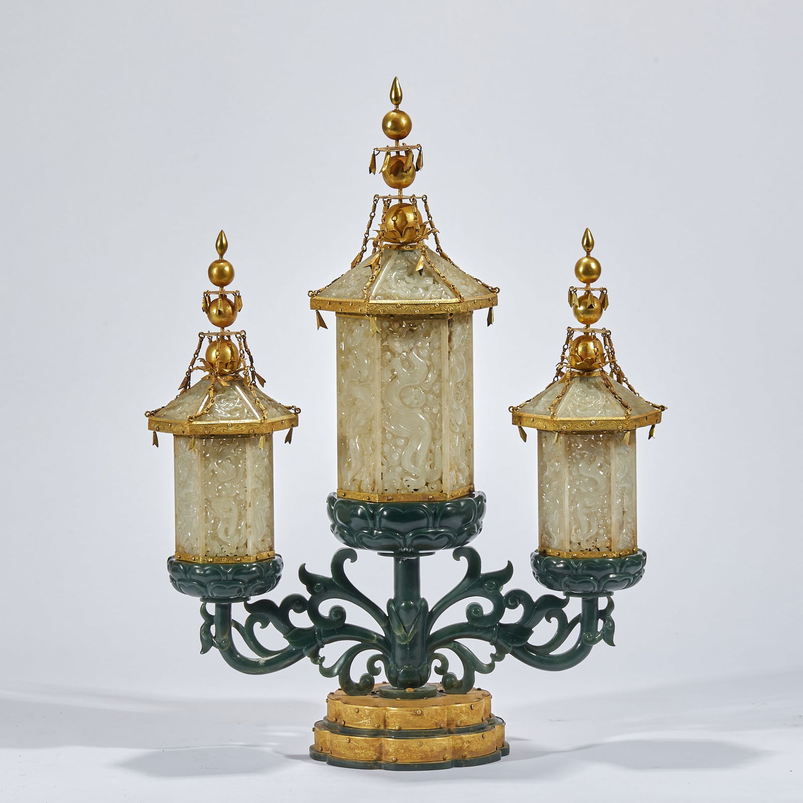 Openwork Hotan Jade Stupa Inlaid with Treasures (1 of 15)