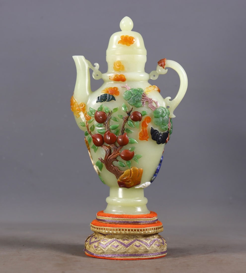 Hotan Jade Ewer Inlaid with the Eight Treasures (1 of 9)