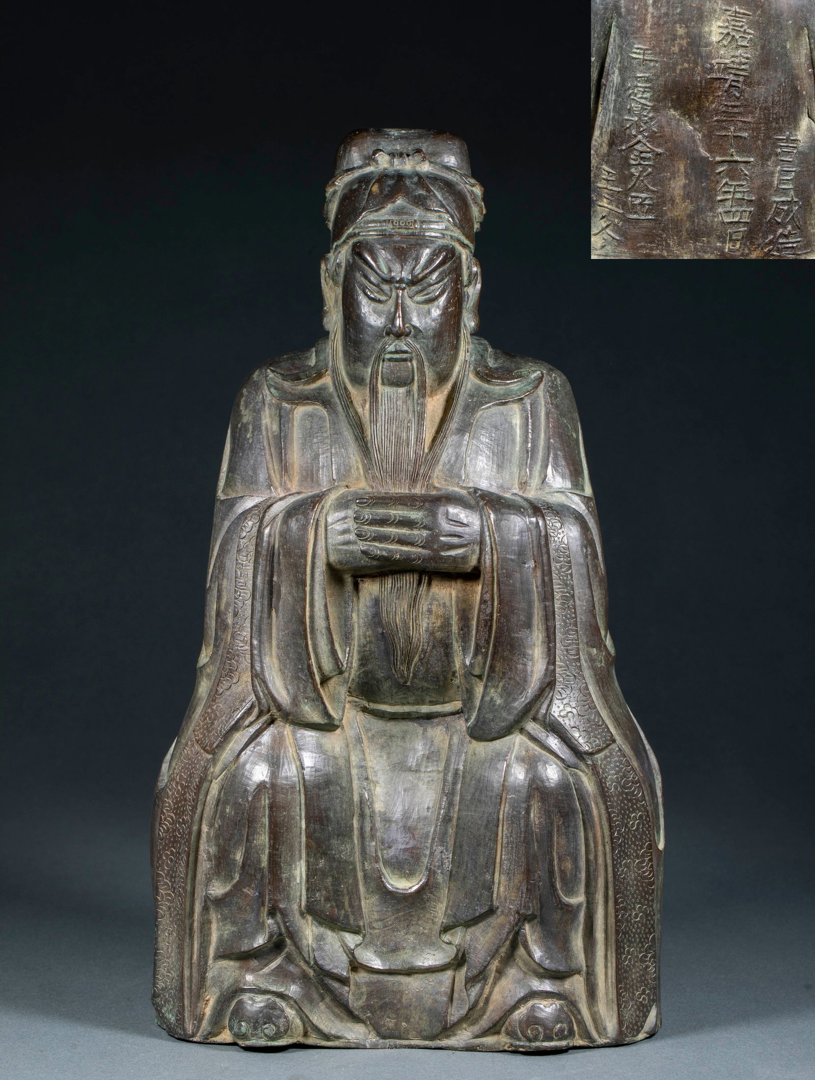 Ming Dynasty, Jiajing Reign: Bronze Civil Official Statue (1 of 10)
