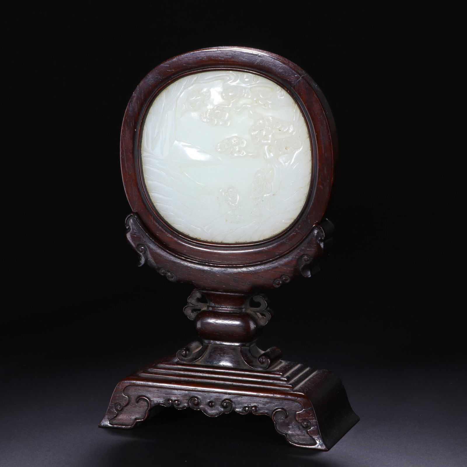 Carved Hotan Jade Table Screen with Mountain, Stone and Figure Motifs, Qing Dynasty (1 of 9)