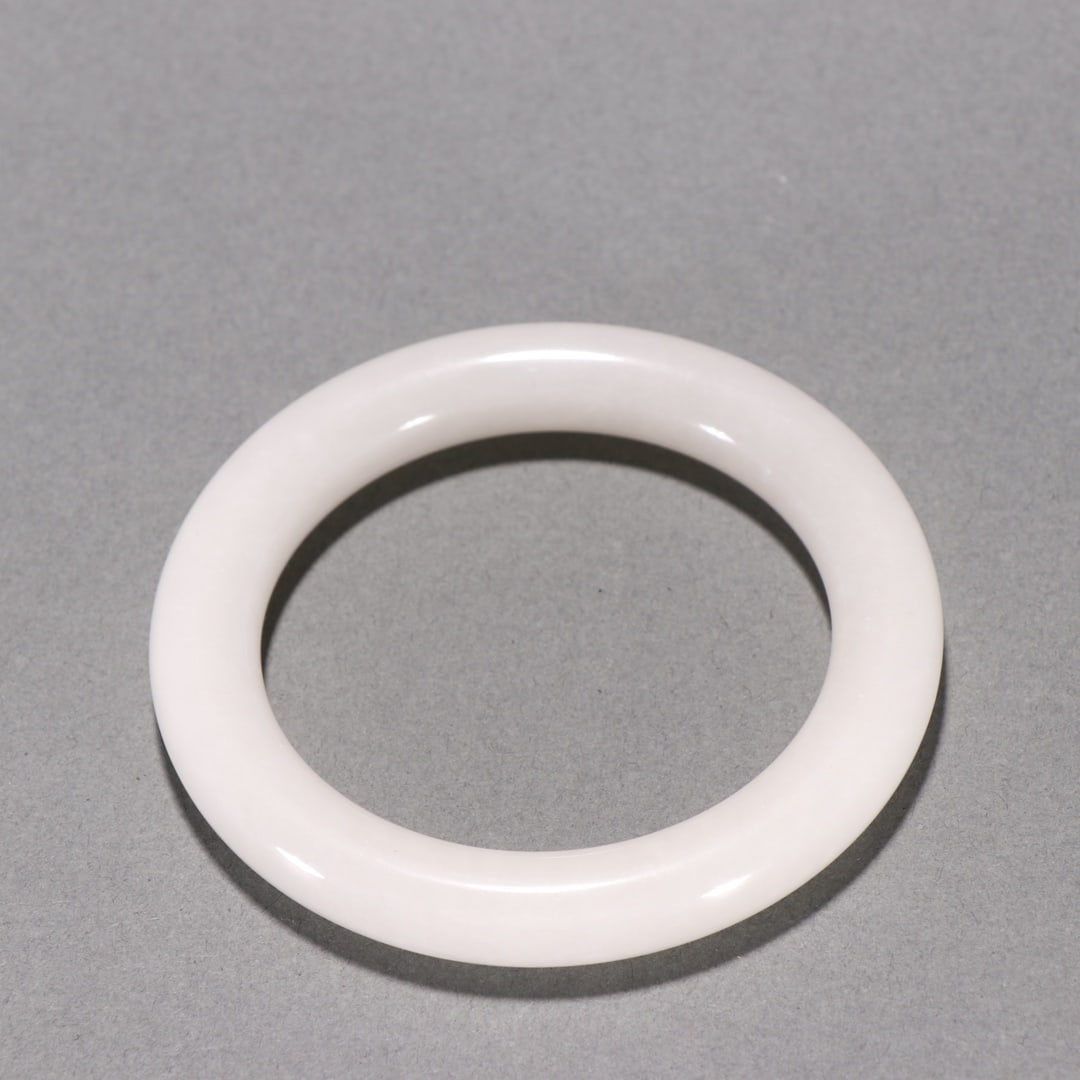 Hotan White Jade Round Bangle - 2