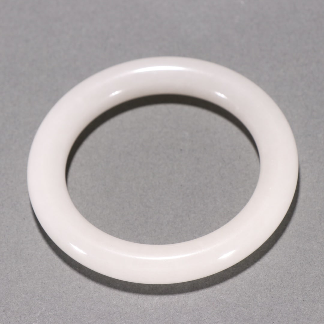 Hotan White Jade Round Bangle - 4
