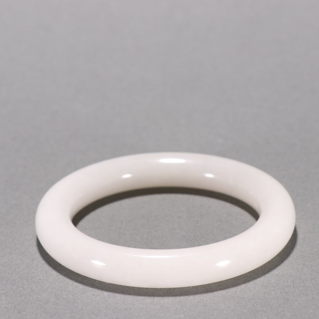 Hotan White Jade Round Bangle - 5