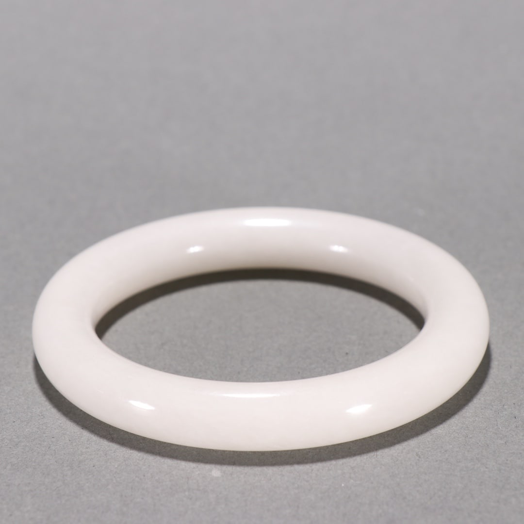 Hotan White Jade Round Bangle - 9