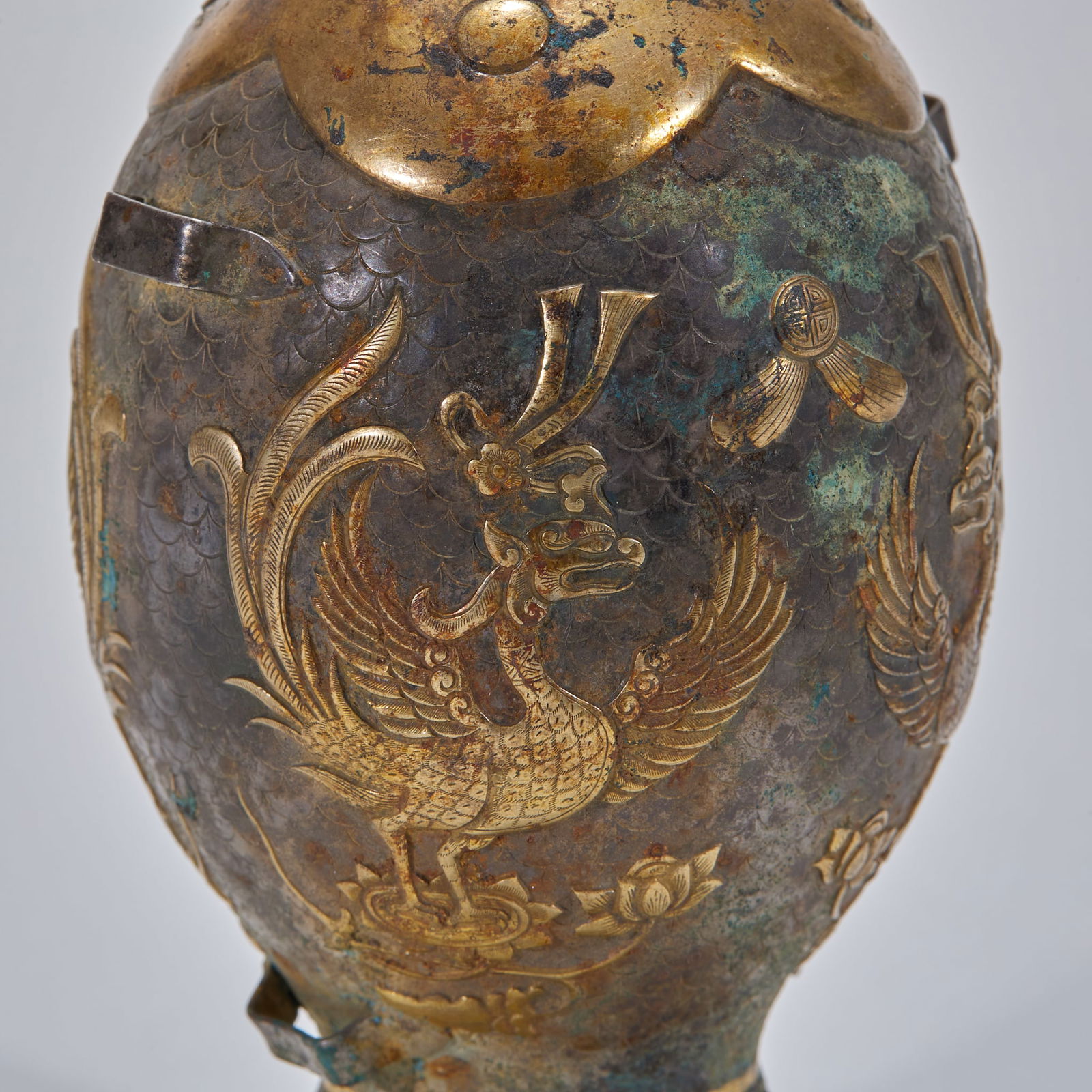 Silver gilt with phoenix pattern bottle - 6