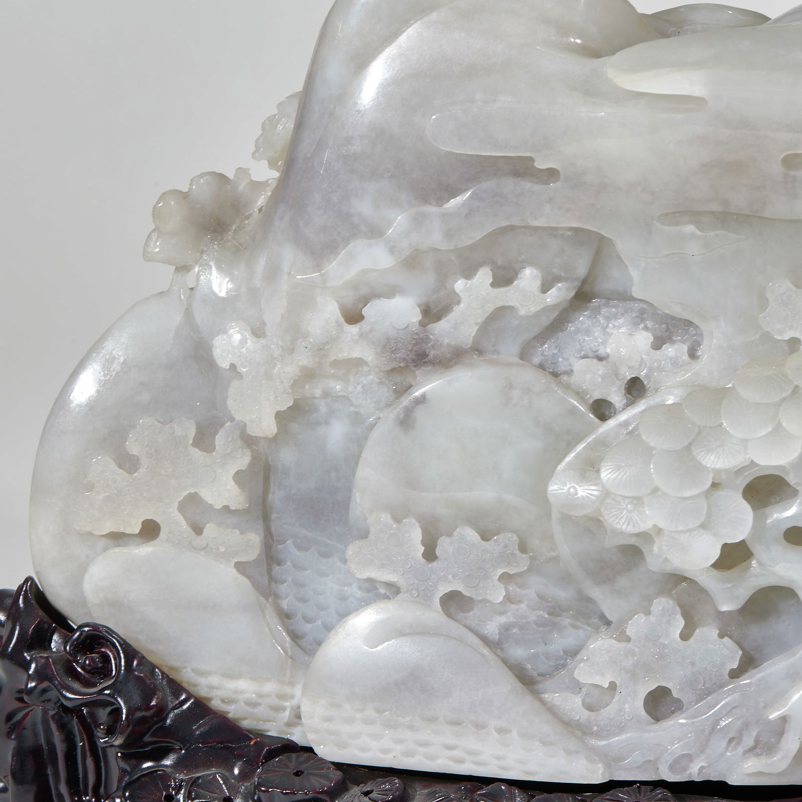 Andaite jade mountain with figures under a pine tree - 10