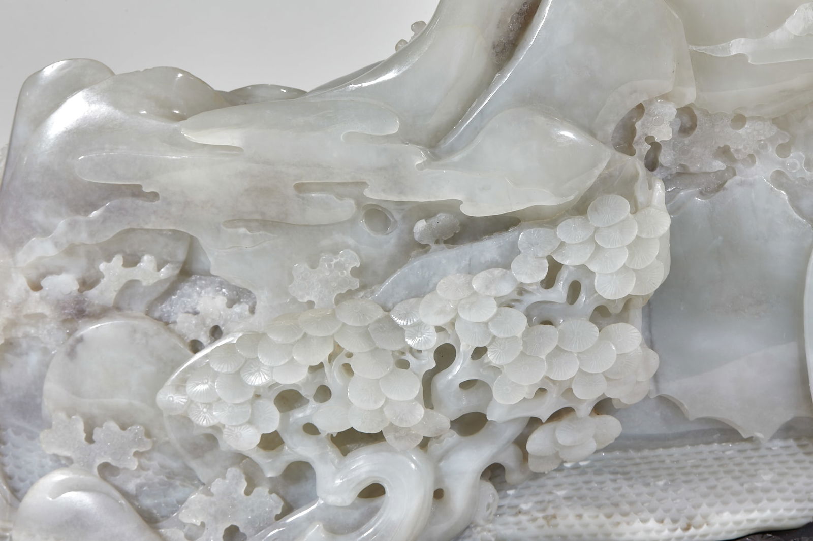 Andaite jade mountain with figures under a pine tree - 11