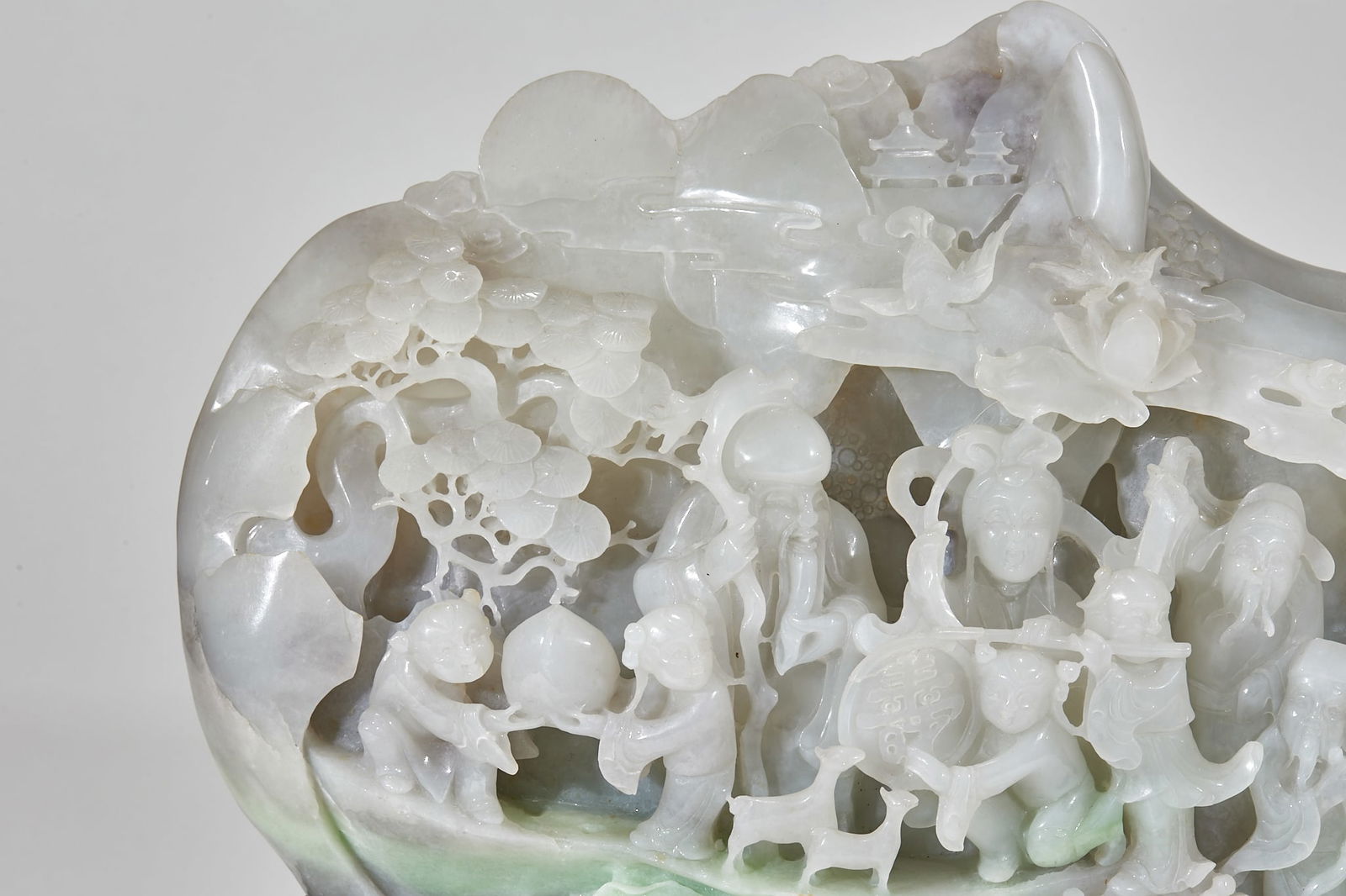 Andaite jade mountain with figures under a pine tree - 4