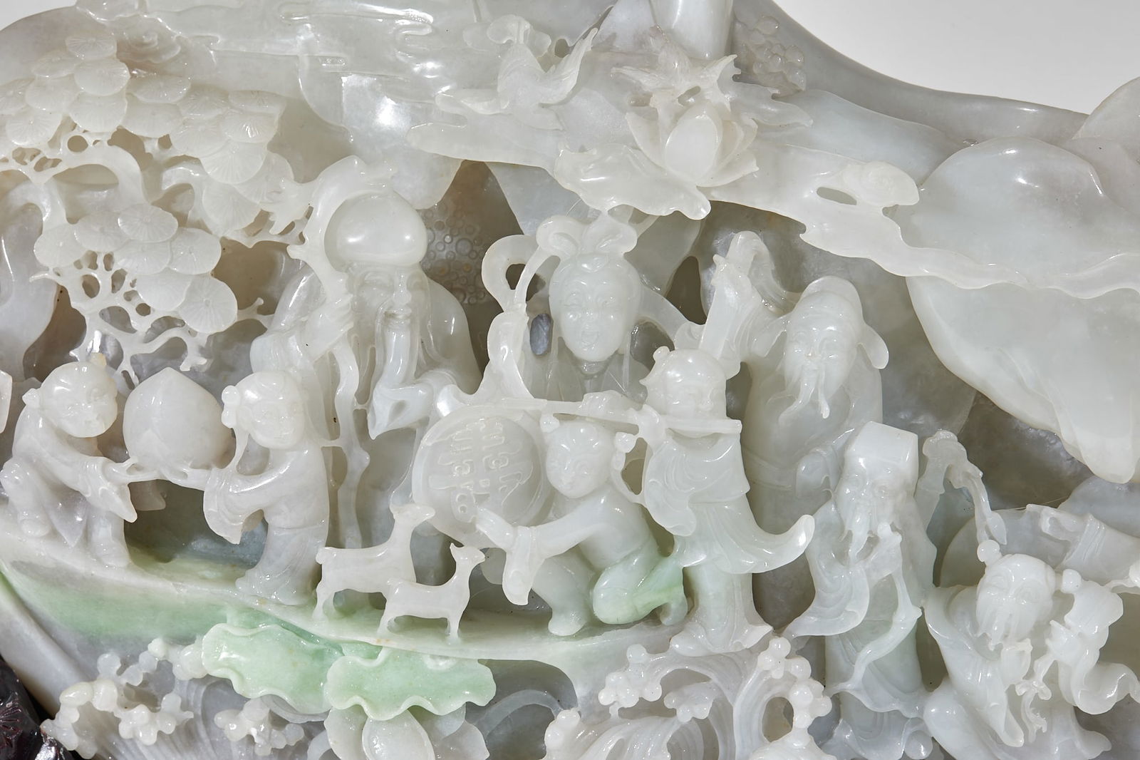 Andaite jade mountain with figures under a pine tree - 5