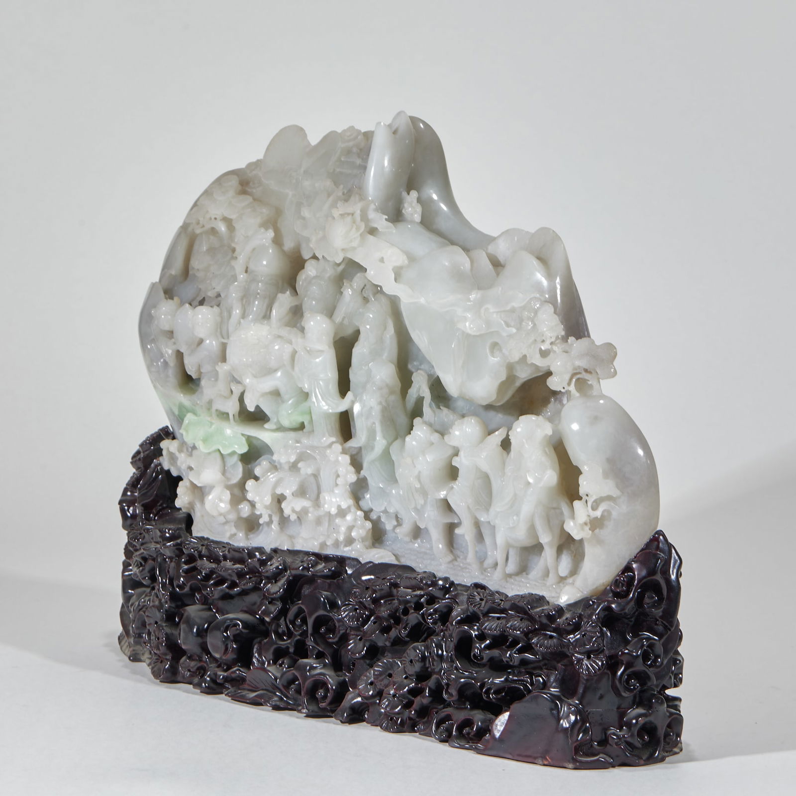 Andaite jade mountain with figures under a pine tree - 8