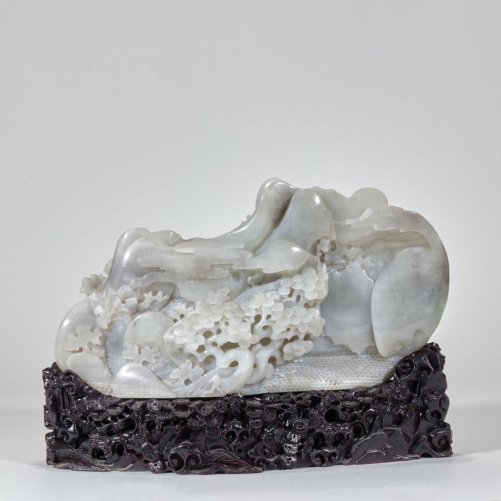 Andaite jade mountain with figures under a pine tree - 9