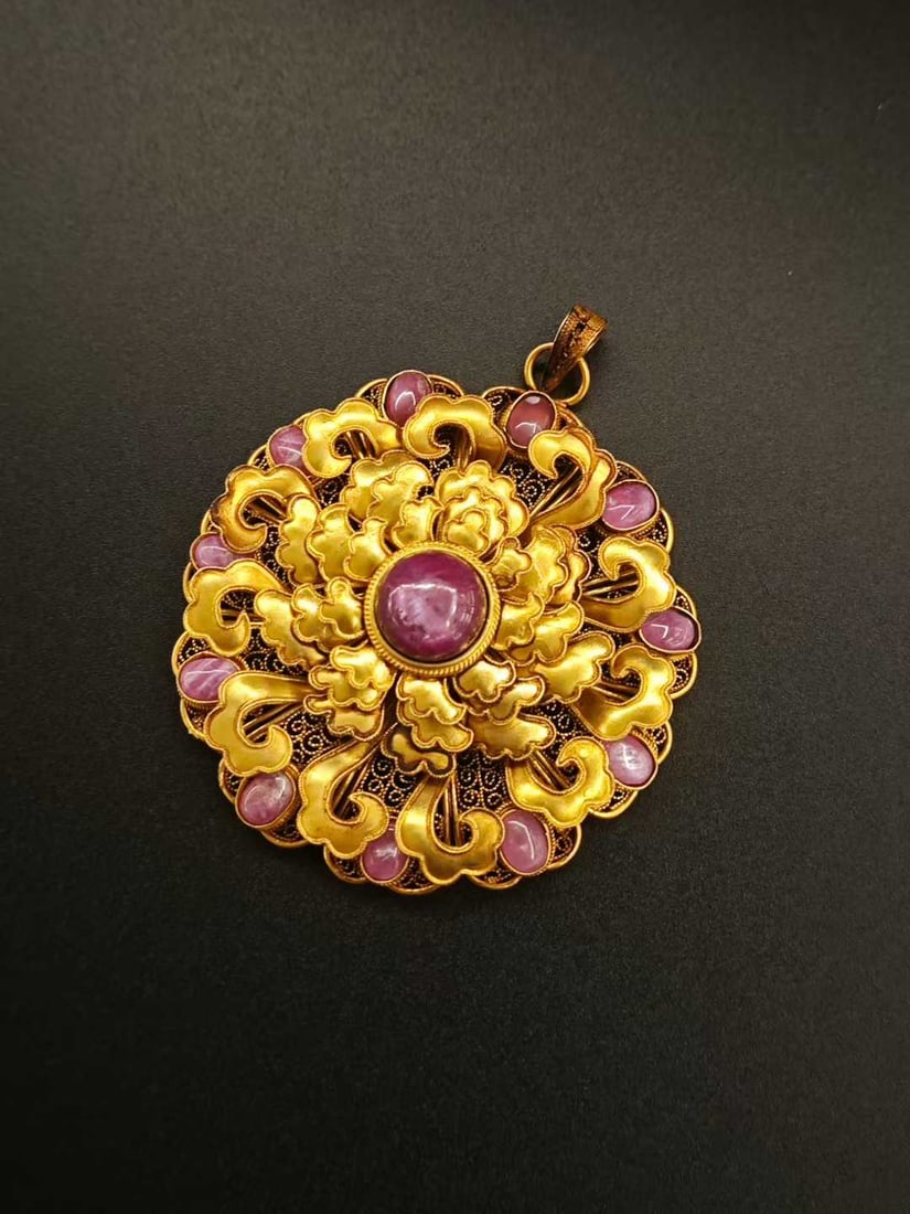 Filigree multi-layered ruby pendant - 6