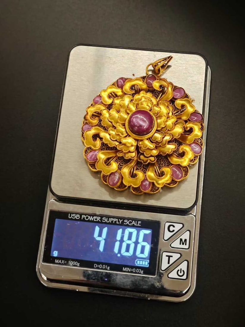 Filigree multi-layered ruby pendant - 7