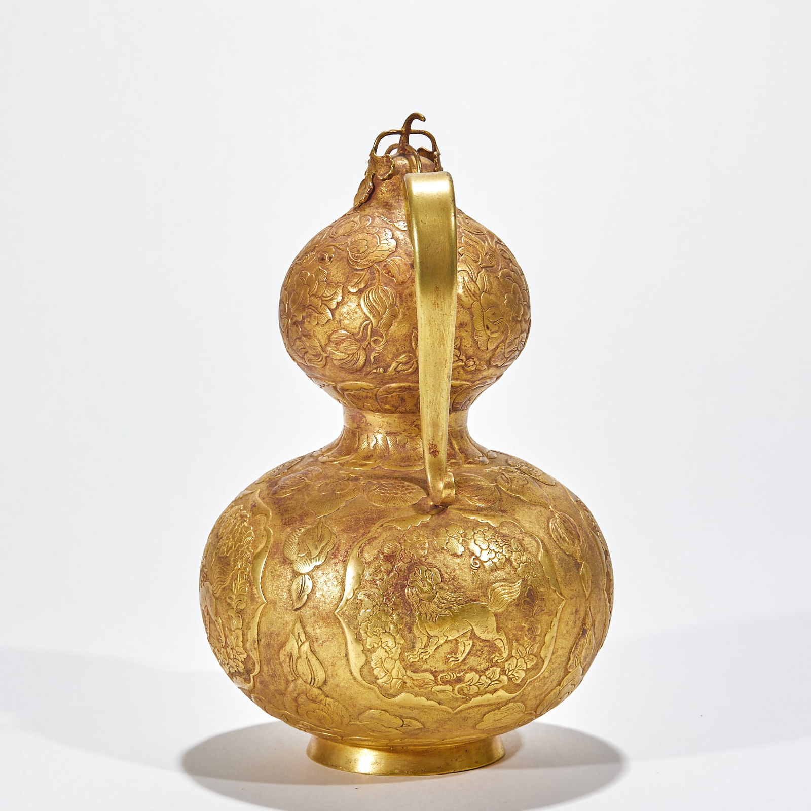 Gold Gourd-shaped Backflow Pot with Floral Pattern - 6