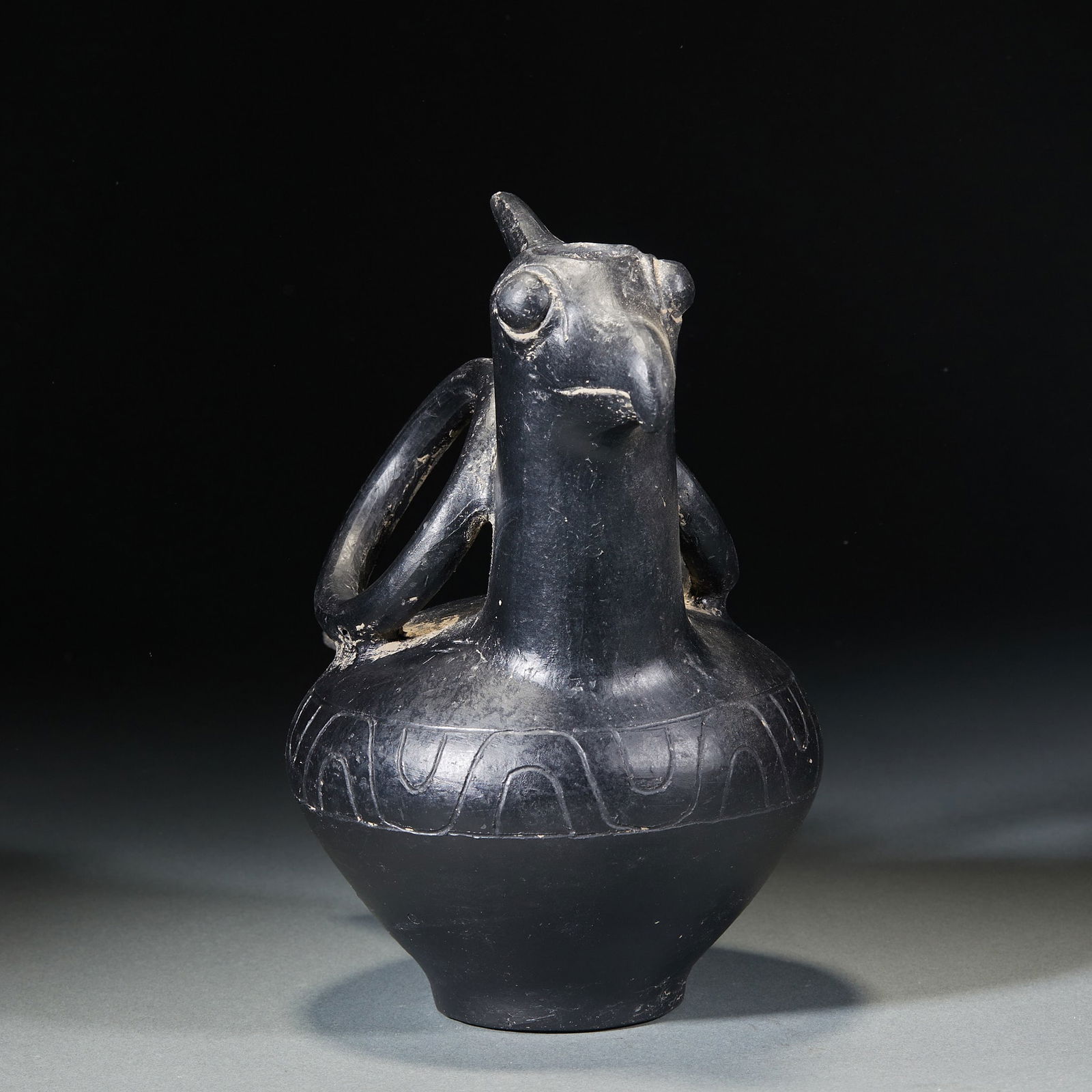 Black Pottery Phoenix-head Pot - 11