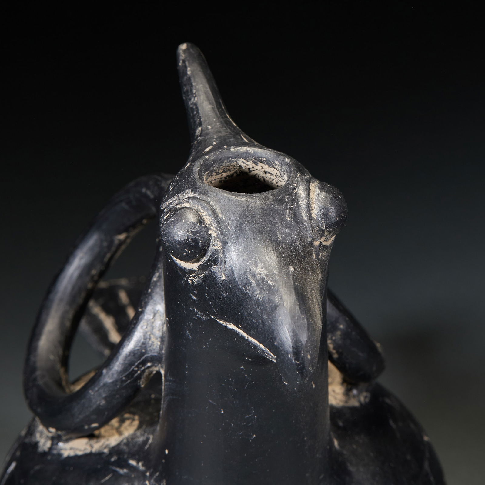 Black Pottery Phoenix-head Pot - 2