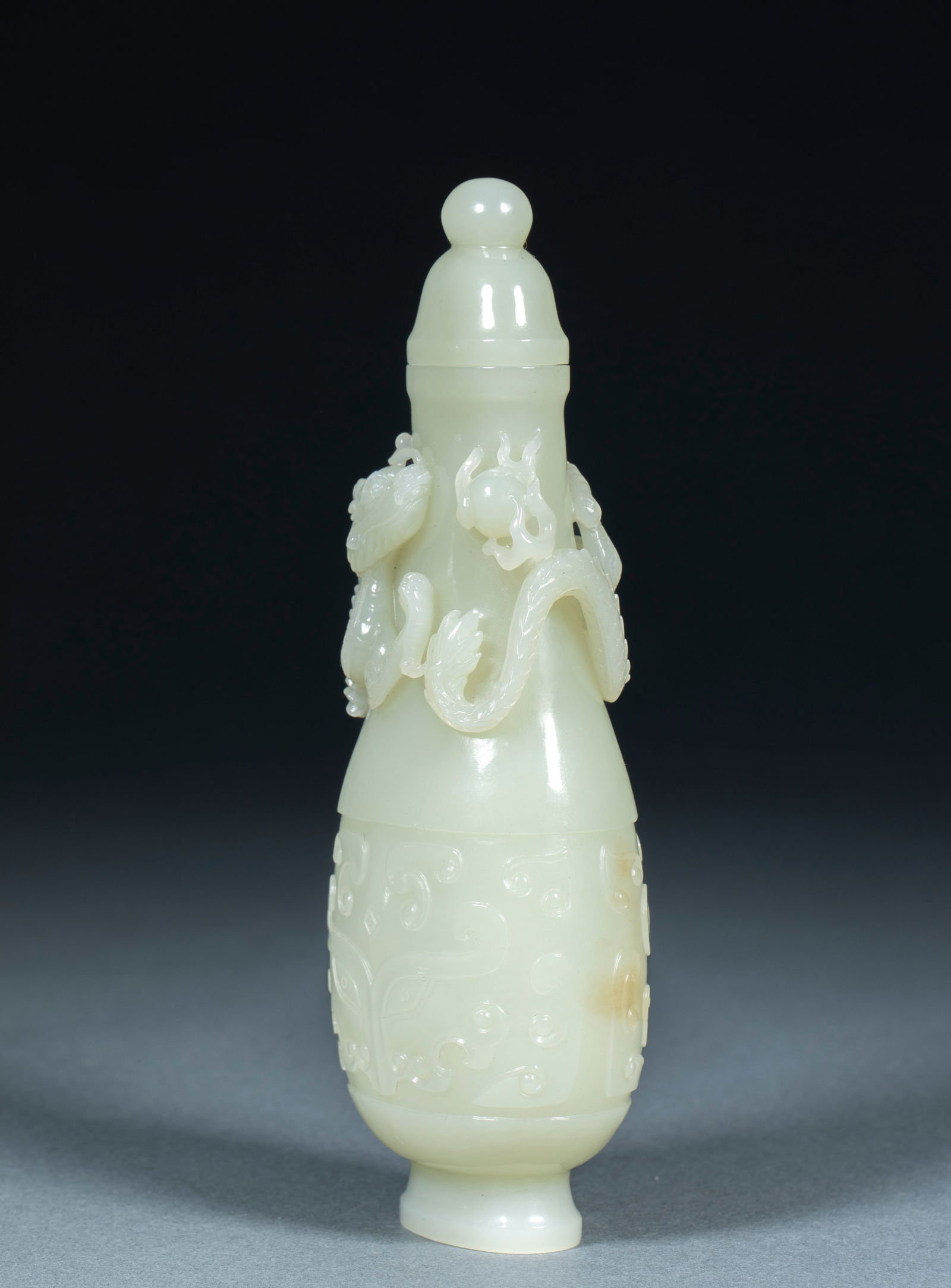 Hotan Jade Dragon Vase - 11