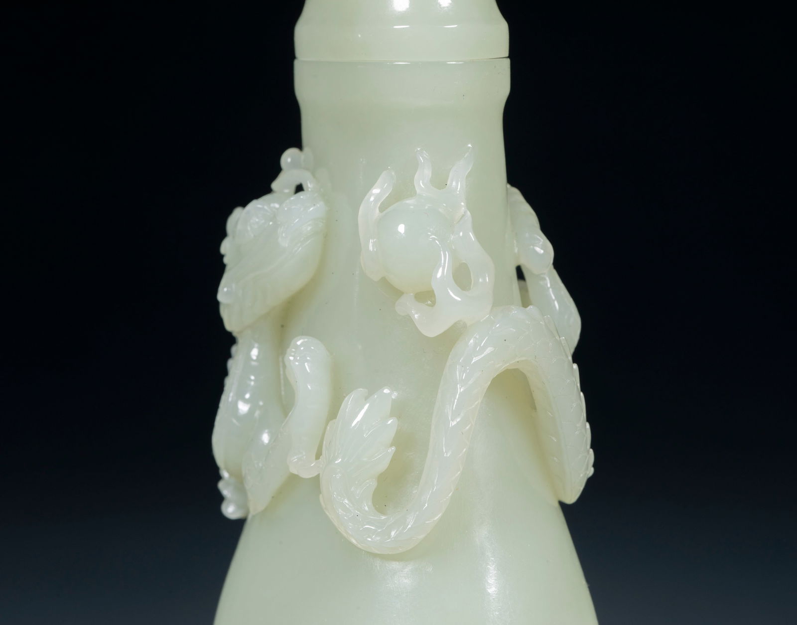 Hotan Jade Dragon Vase - 12