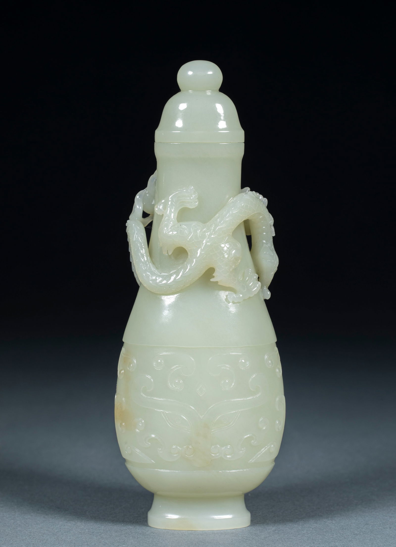 Hotan Jade Dragon Vase - 2