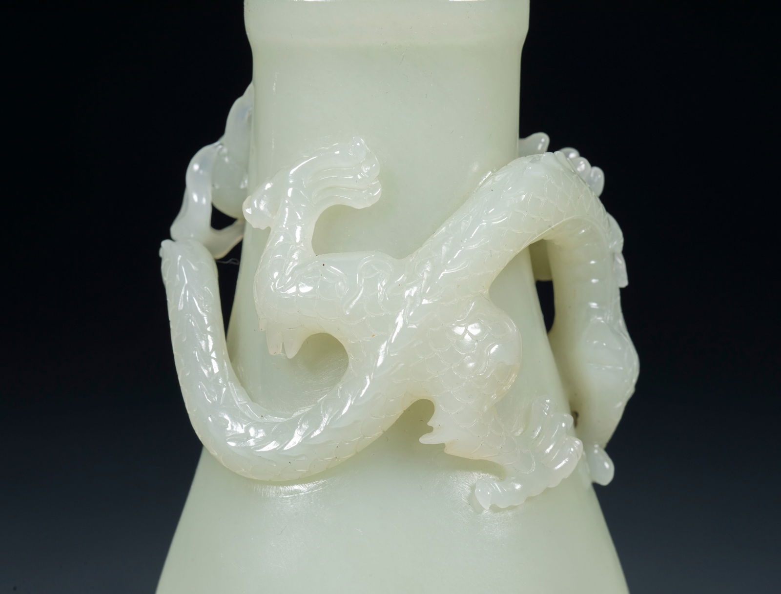 Hotan Jade Dragon Vase - 3