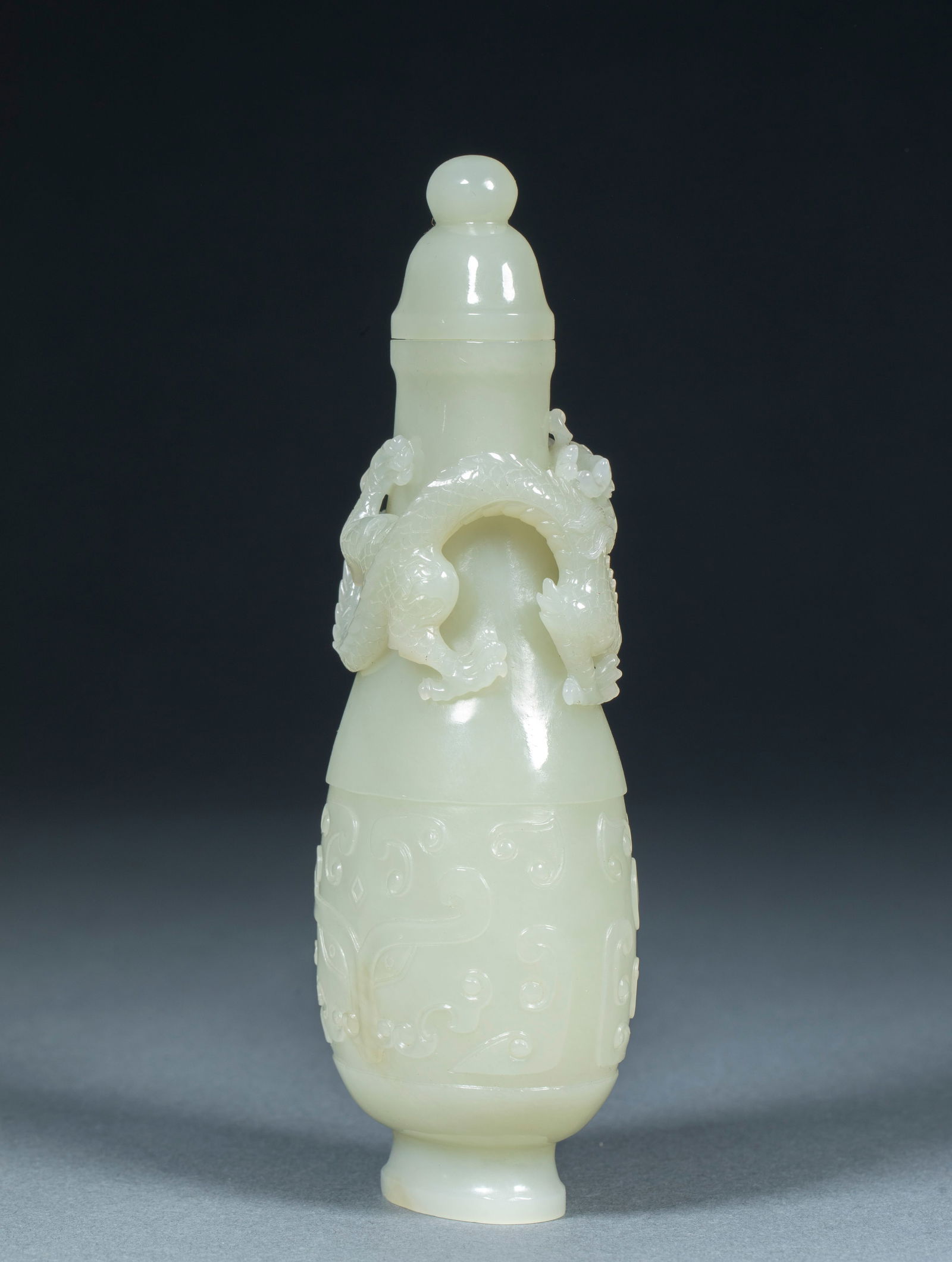 Hotan Jade Dragon Vase - 4