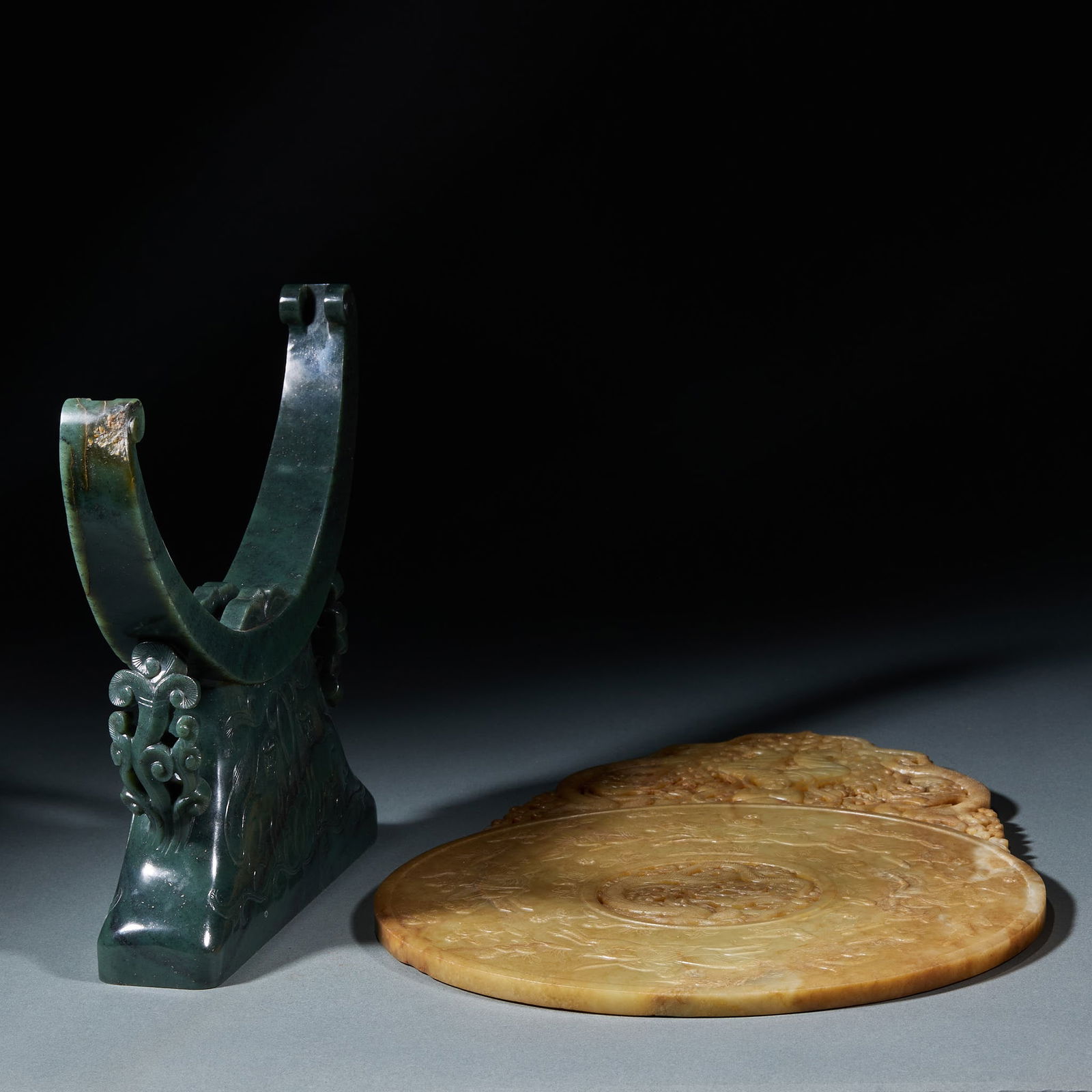 Ancient Jade Dragon Pattern Wall with Jade Base - 4