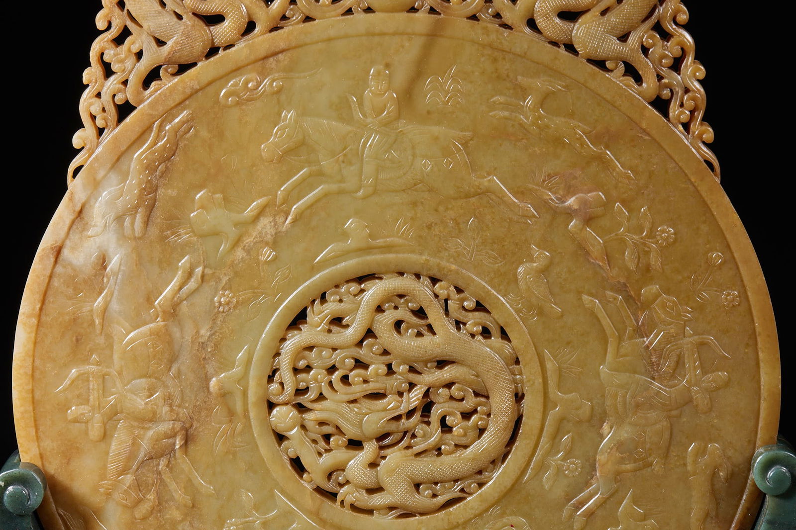 Ancient Jade Dragon Pattern Wall with Jade Base - 7