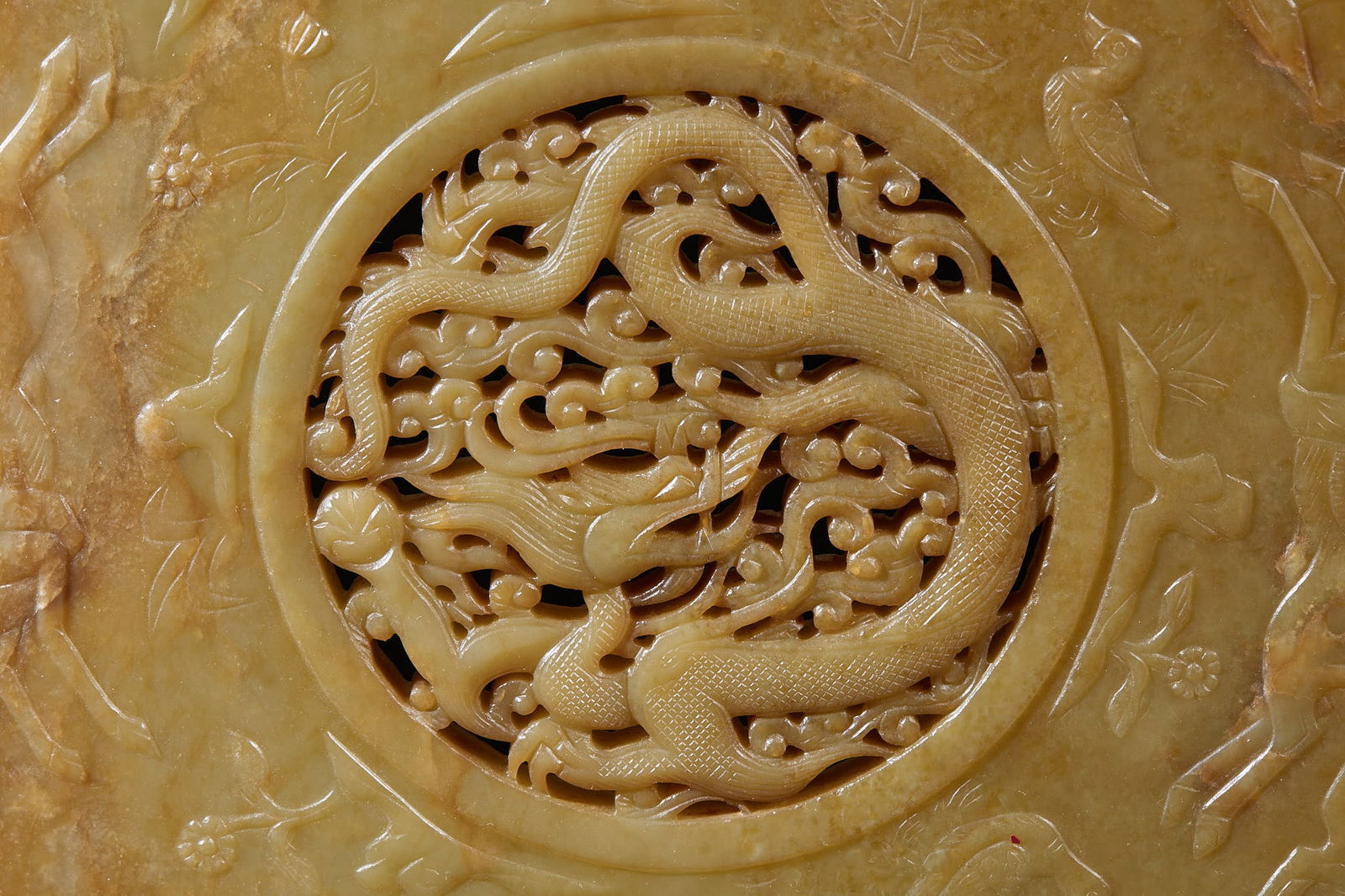 Ancient Jade Dragon Pattern Wall with Jade Base - 8