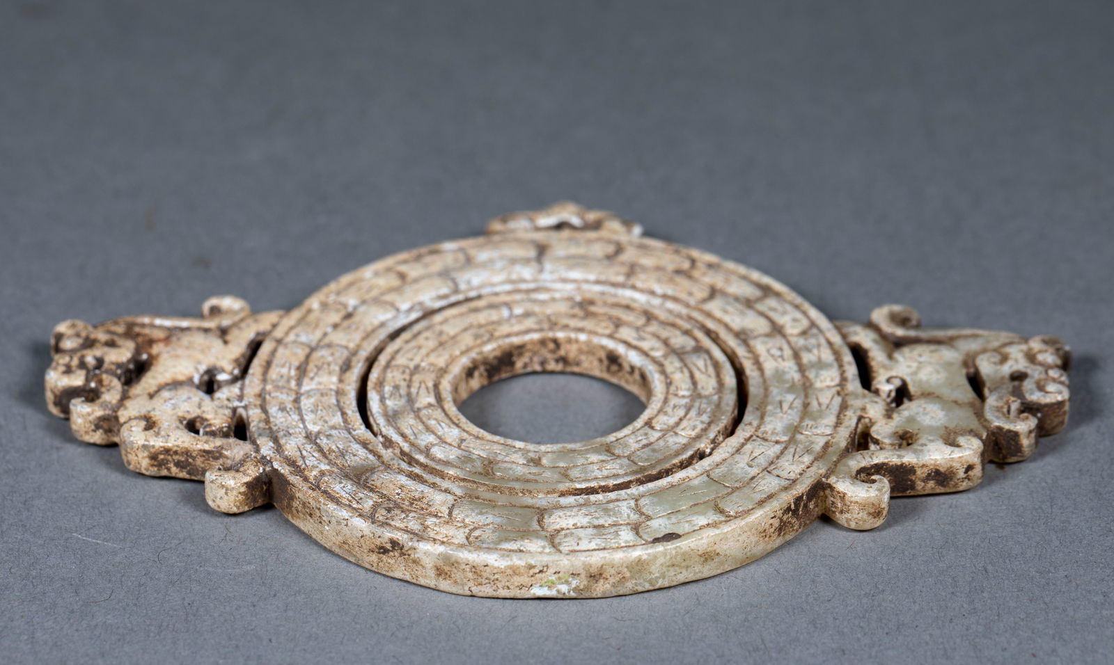 Jade Bi Disc with Chi Tiger Pattern - 2