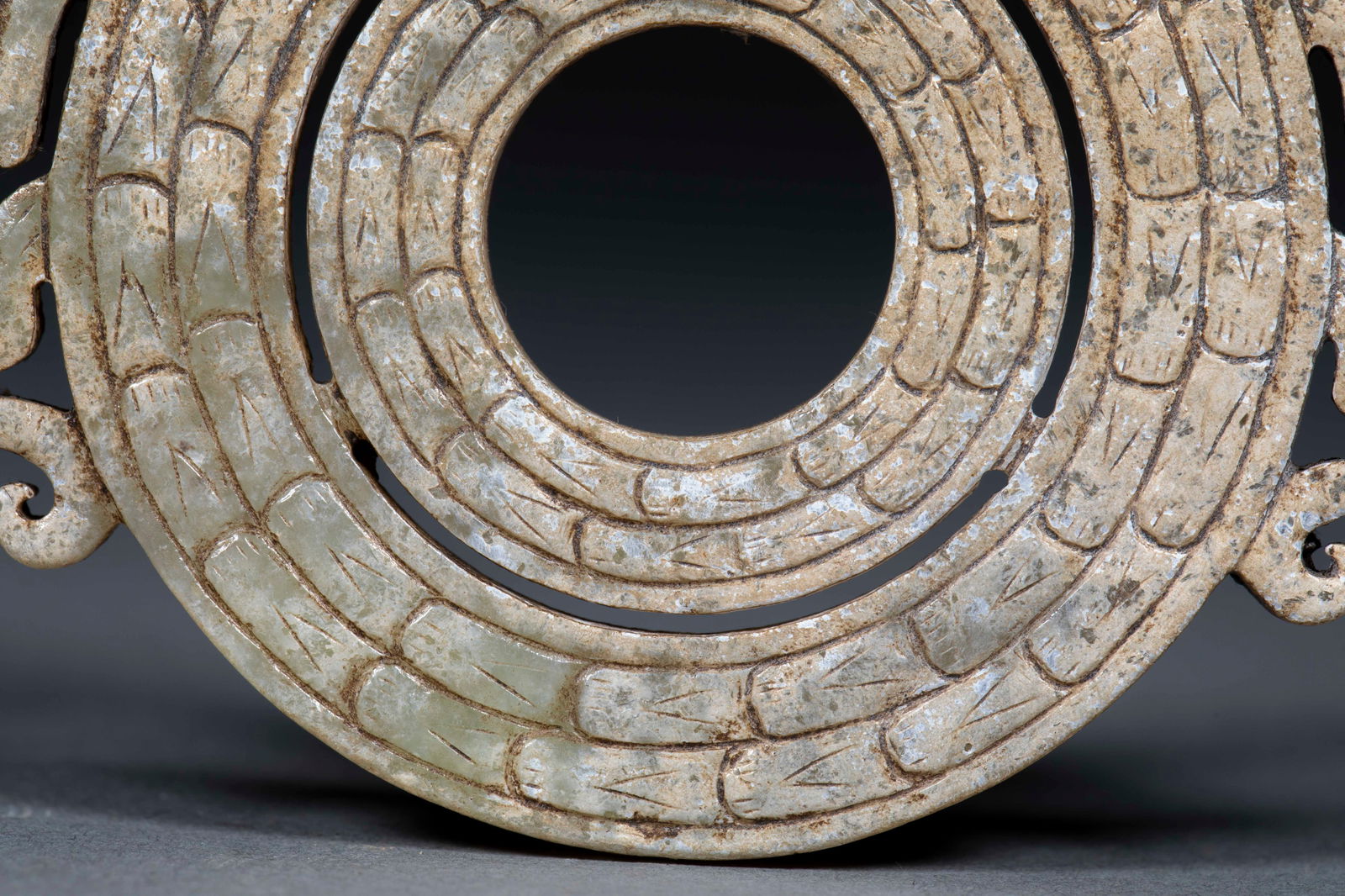 Jade Bi Disc with Chi Tiger Pattern - 6