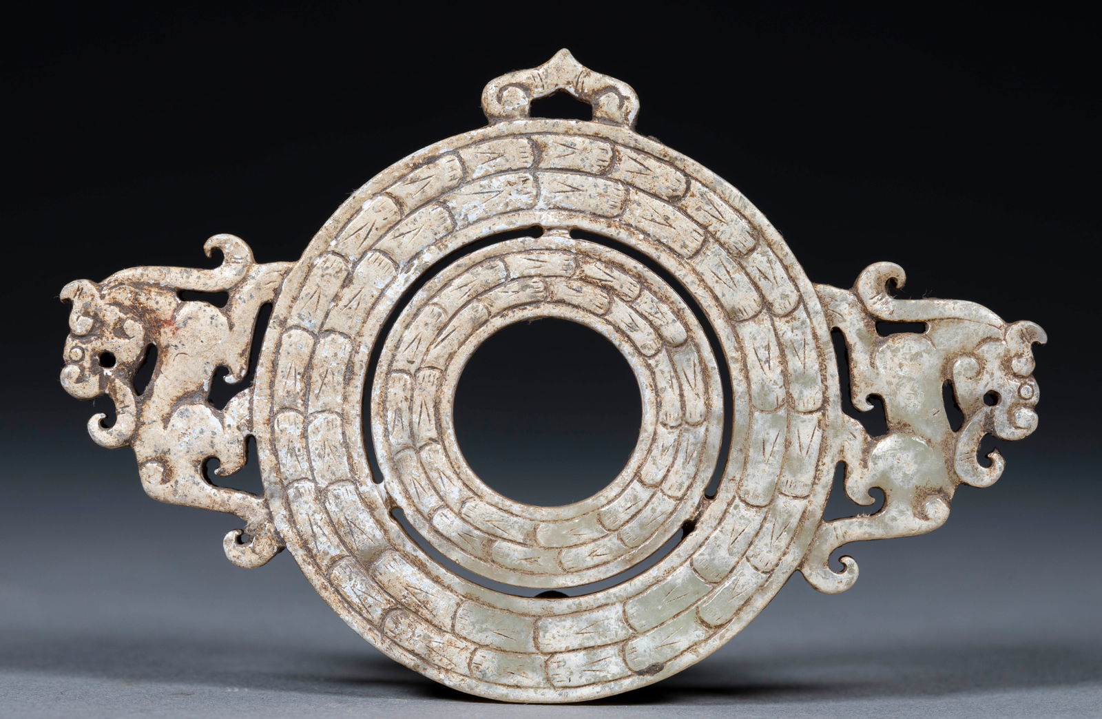 Jade Bi Disc with Chi Tiger Pattern - 7