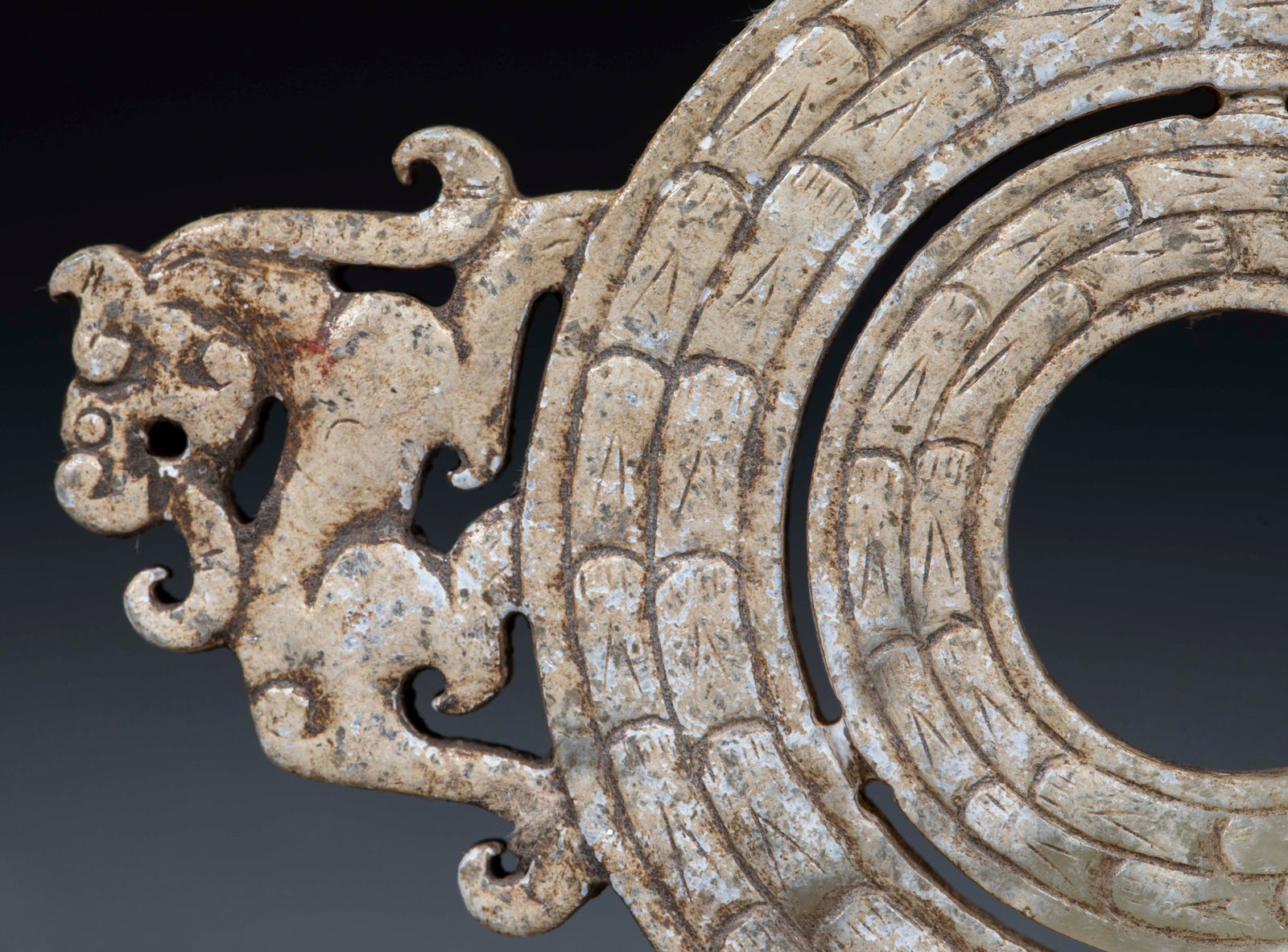 Jade Bi Disc with Chi Tiger Pattern - 8