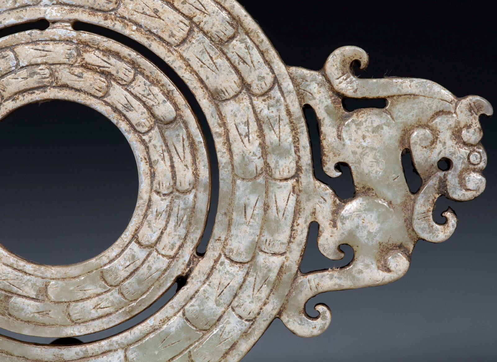 Jade Bi Disc with Chi Tiger Pattern - 9