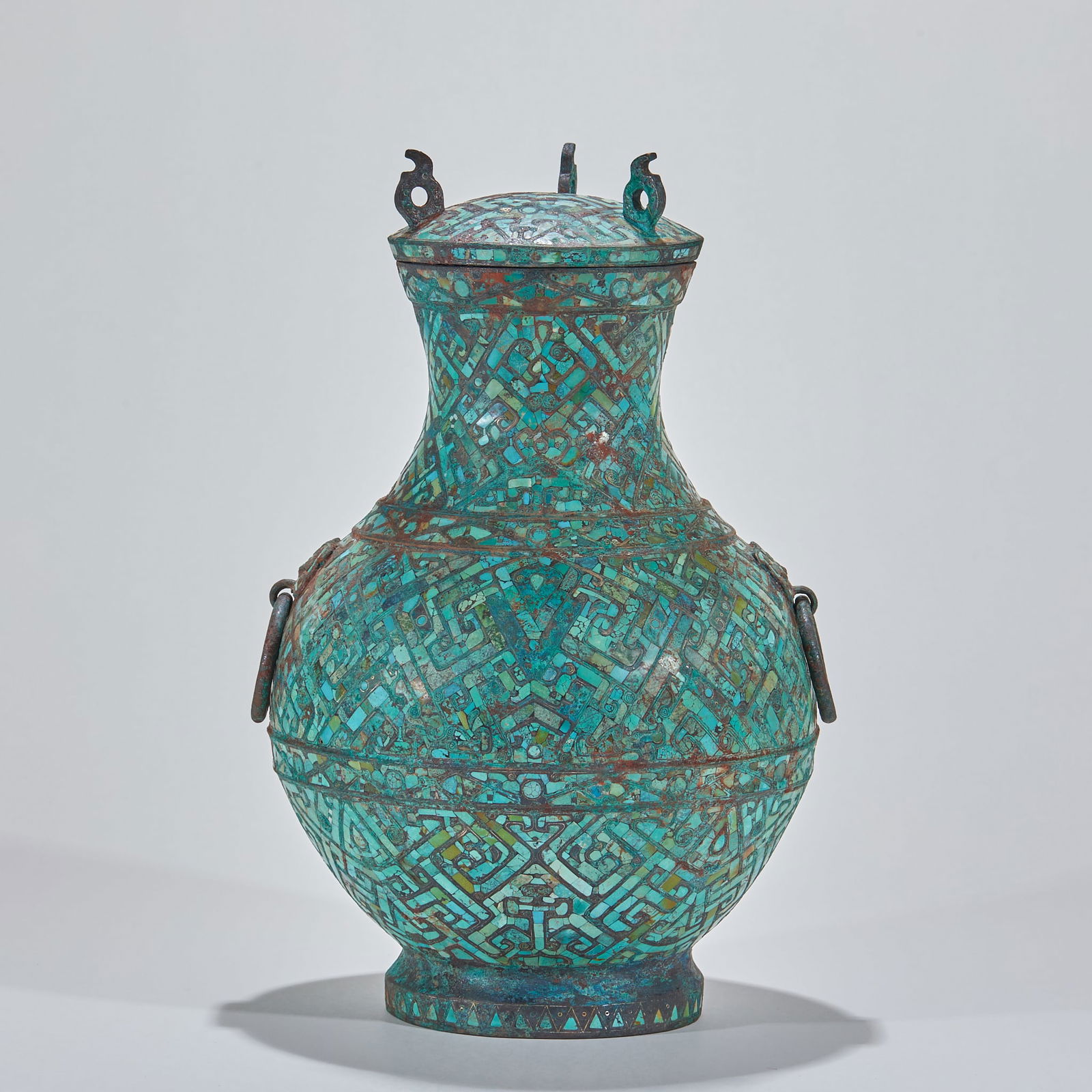 Bronze Pot Inlaid with Gold, Silver and Turquoise (1 of 10)