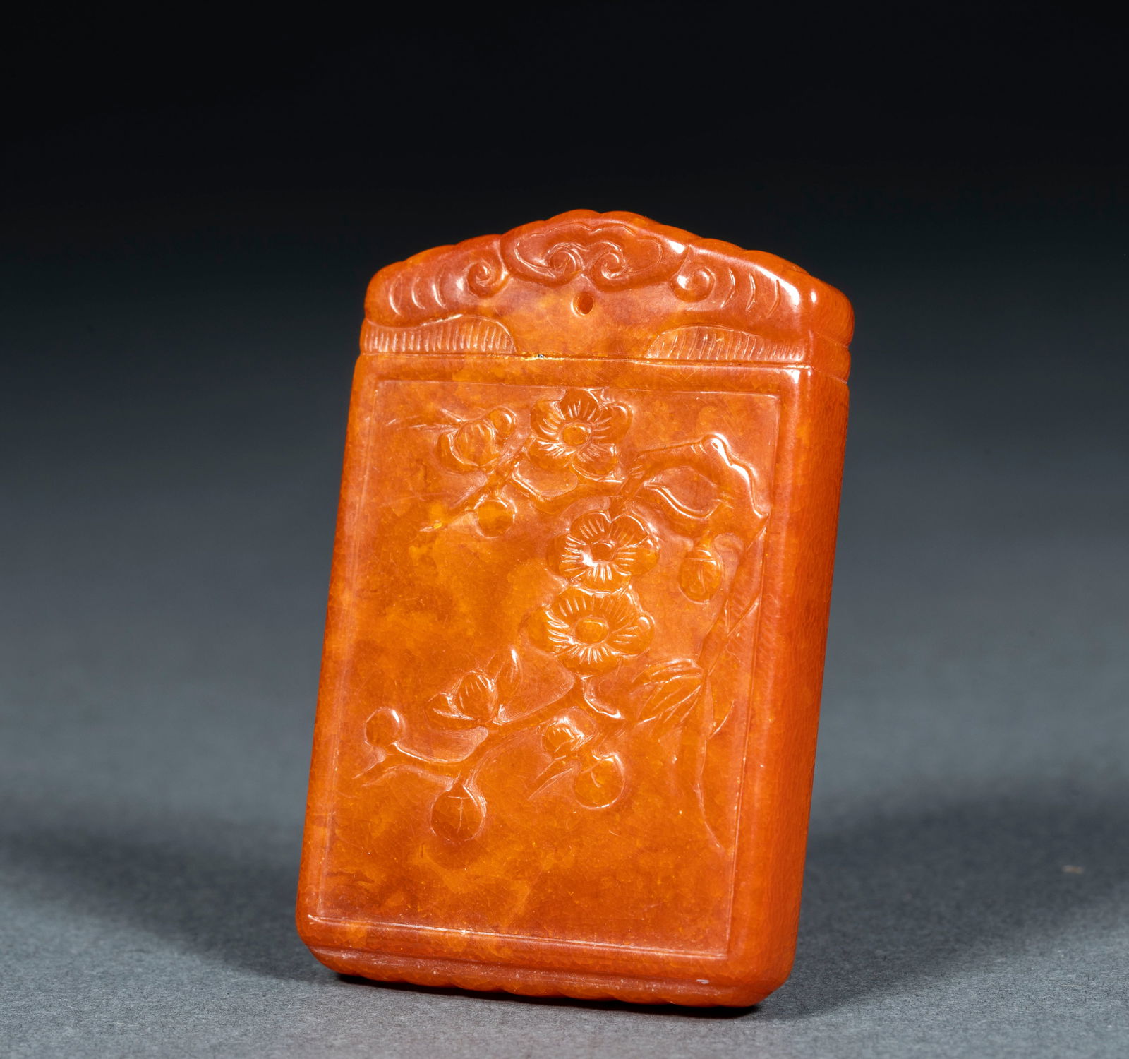 Beeswax Plaque with Poems and Flowers: Beeswax Plaque with Poem, Flower and Bamboo, thickness 0.8cm, length 6.1cm, width 4cm, 20g. A literati ornament of the Qing or Republican period, themed “plum and bamboo”, symbolizing purity.