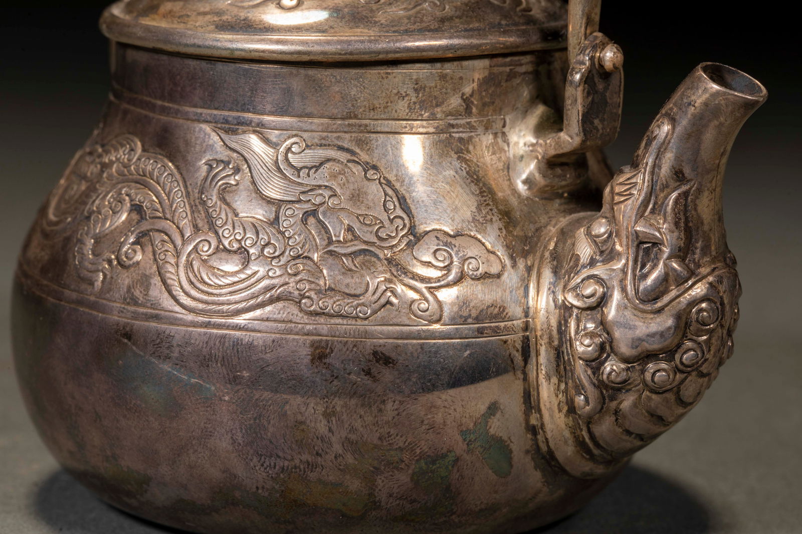 Silver Ewer with Dragon Pattern, Qing Dynasty - 5