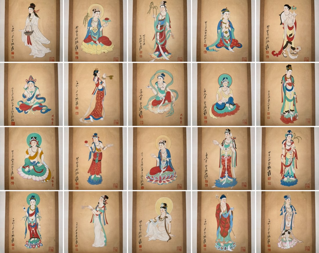 Twenty-Three Sketches by Zhang Daqian: Zhang Daqian Sketches (23 pieces), single sheet 37.5cm × 25.5cm