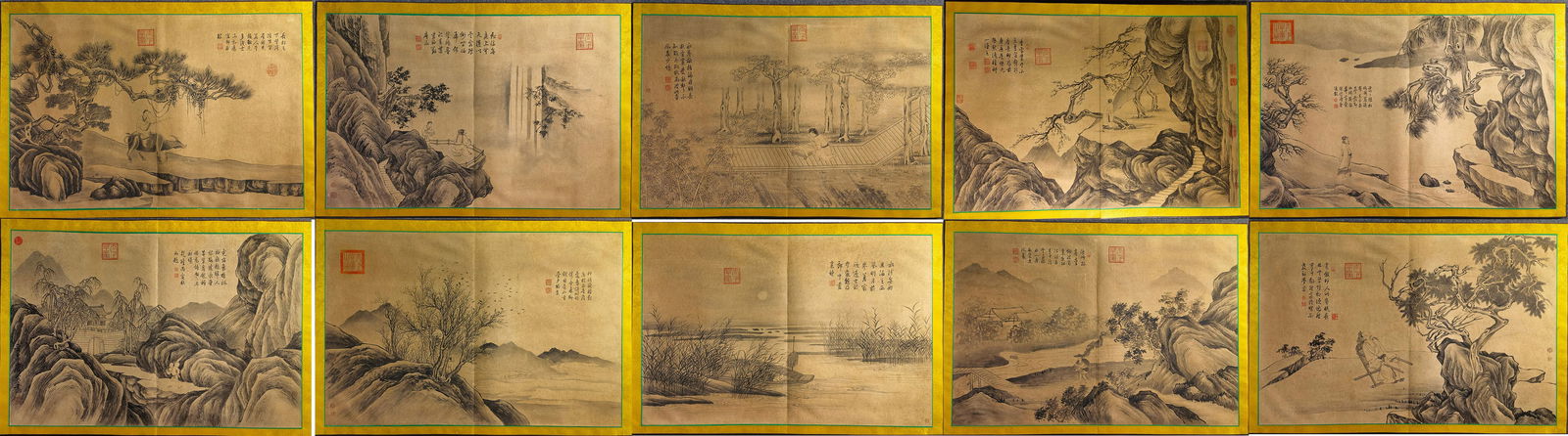 Album of Landscapes and Figures by Tang Yin, Collected in the Hall of Three Rarities: Album of Tang Yin Landscape and Figures Collected by Sanxitang, 55cm × 75cm