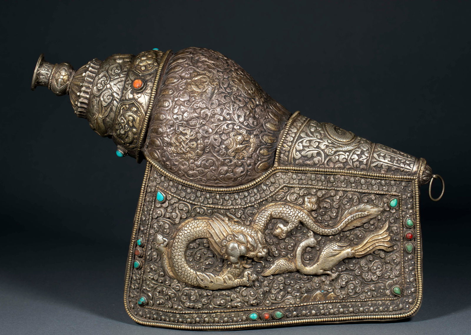 Tibetan Silver Conch Shell - 8