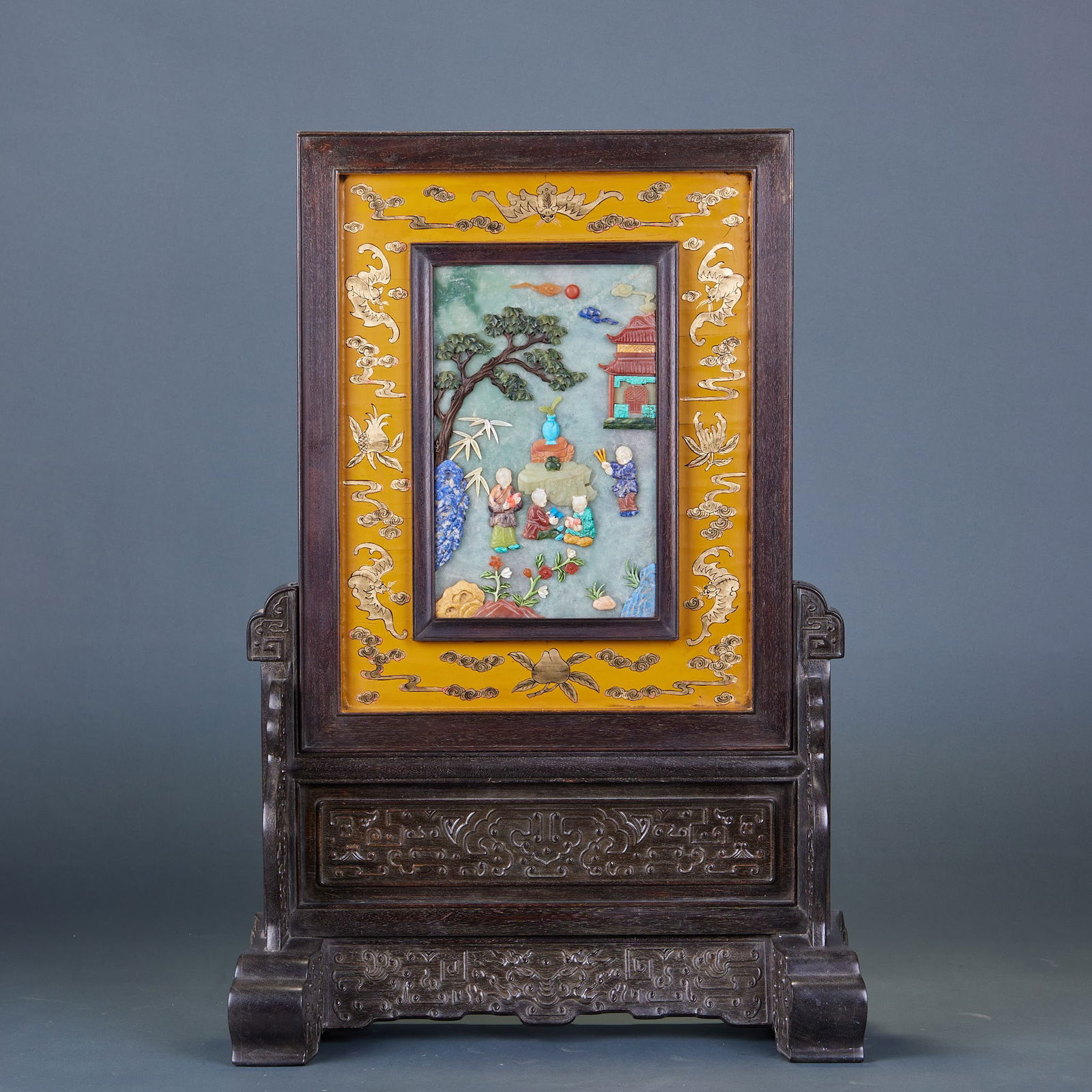 Zitan Table Screen Inlaid with Various Treasures (1 of 9)