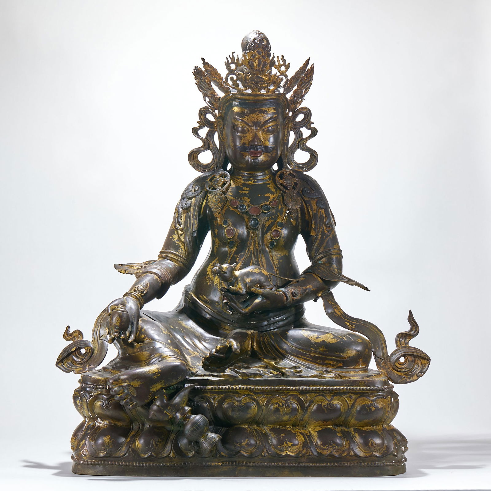 Gilded Copper Yellow Jambhala: Lacquered Gilt Bronze Yellow Jambhala, 90cm × 76cm × 42cm