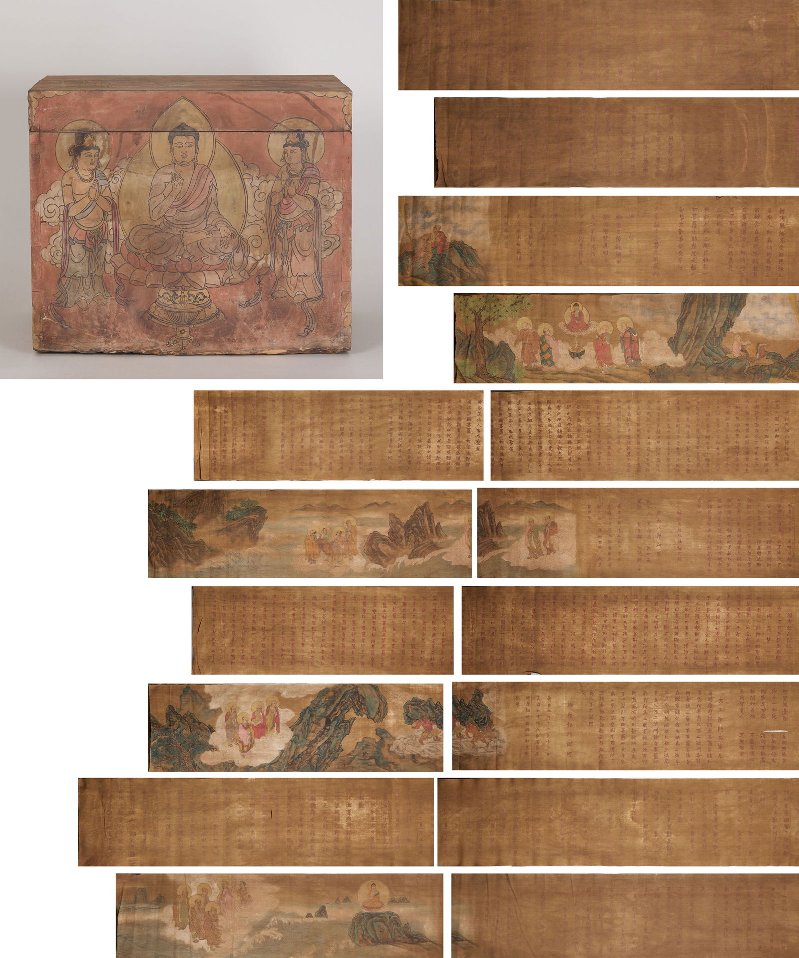 Five Volumes of The Mahayana Sutra of the Universal Light Beyond Letters, Six Volumes of The: Hand-Copied Mahayana Buddhist Sutras by Bhikkhu Hongshan in Cinnabar: Mahapratyangira Sutra (5 Volumes), Buddha Speaks the Heavenly and Earthly Efficacious Spell Sutra (6 Volumes), Vimalakirti Sutra (