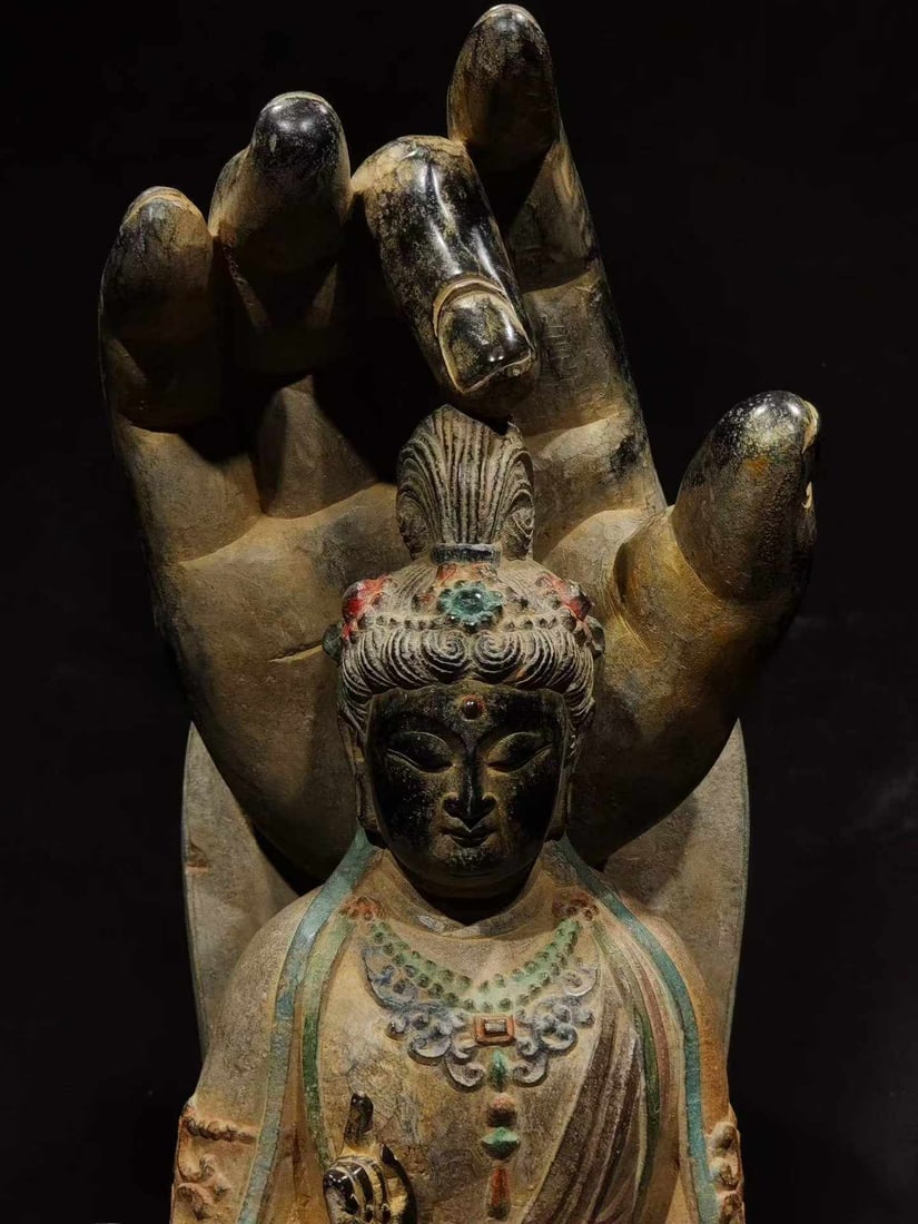 Bluestone Painted Guanyin - 4