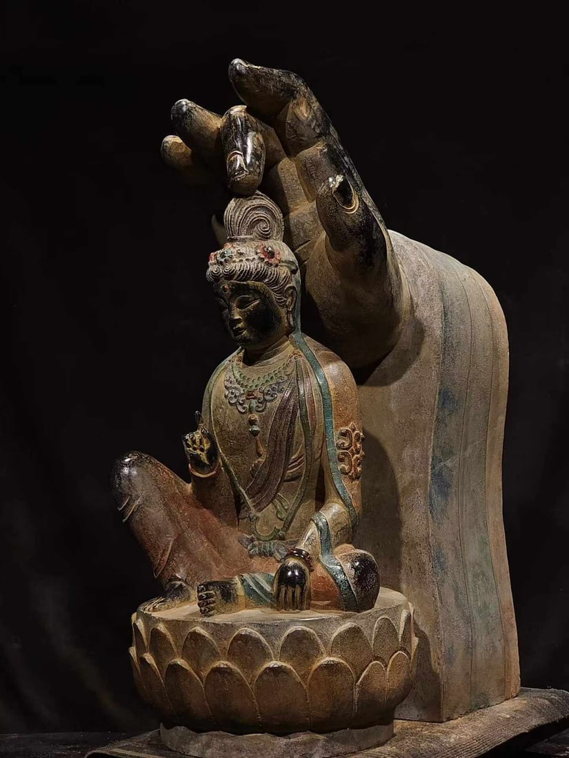 Bluestone Painted Guanyin - 6