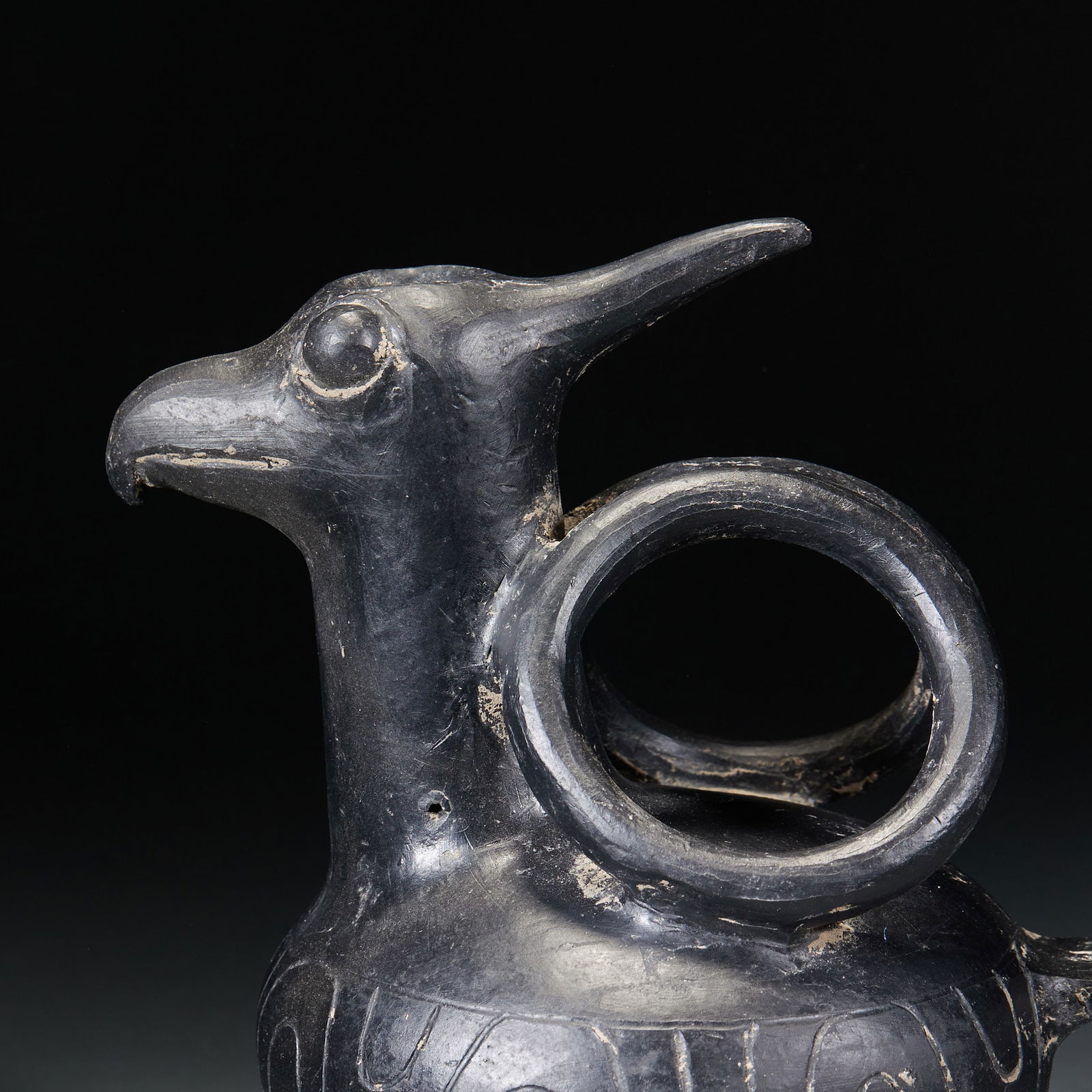 Black Pottery Phoenix Head Ewer - 4