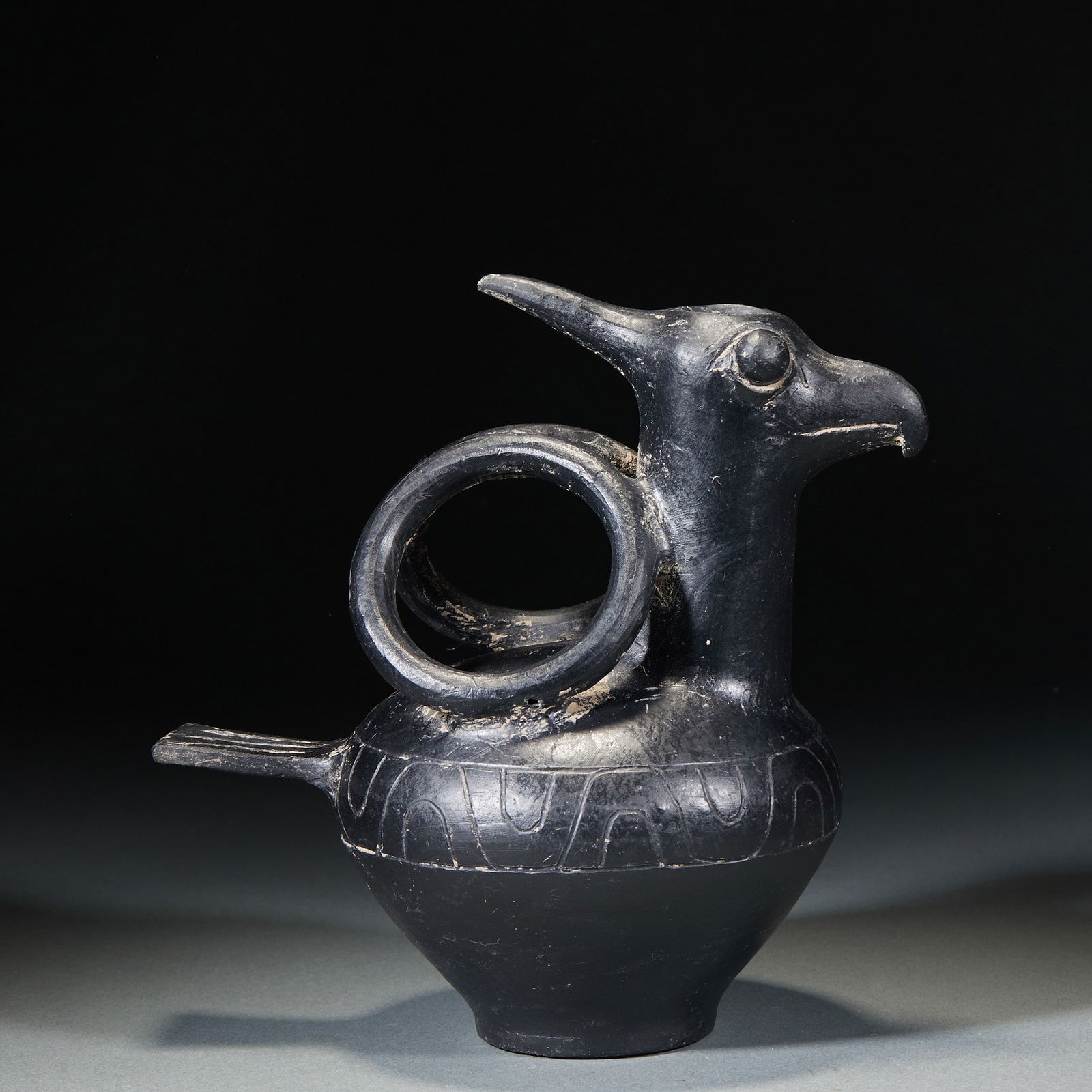 Black Pottery Phoenix Head Ewer - 8